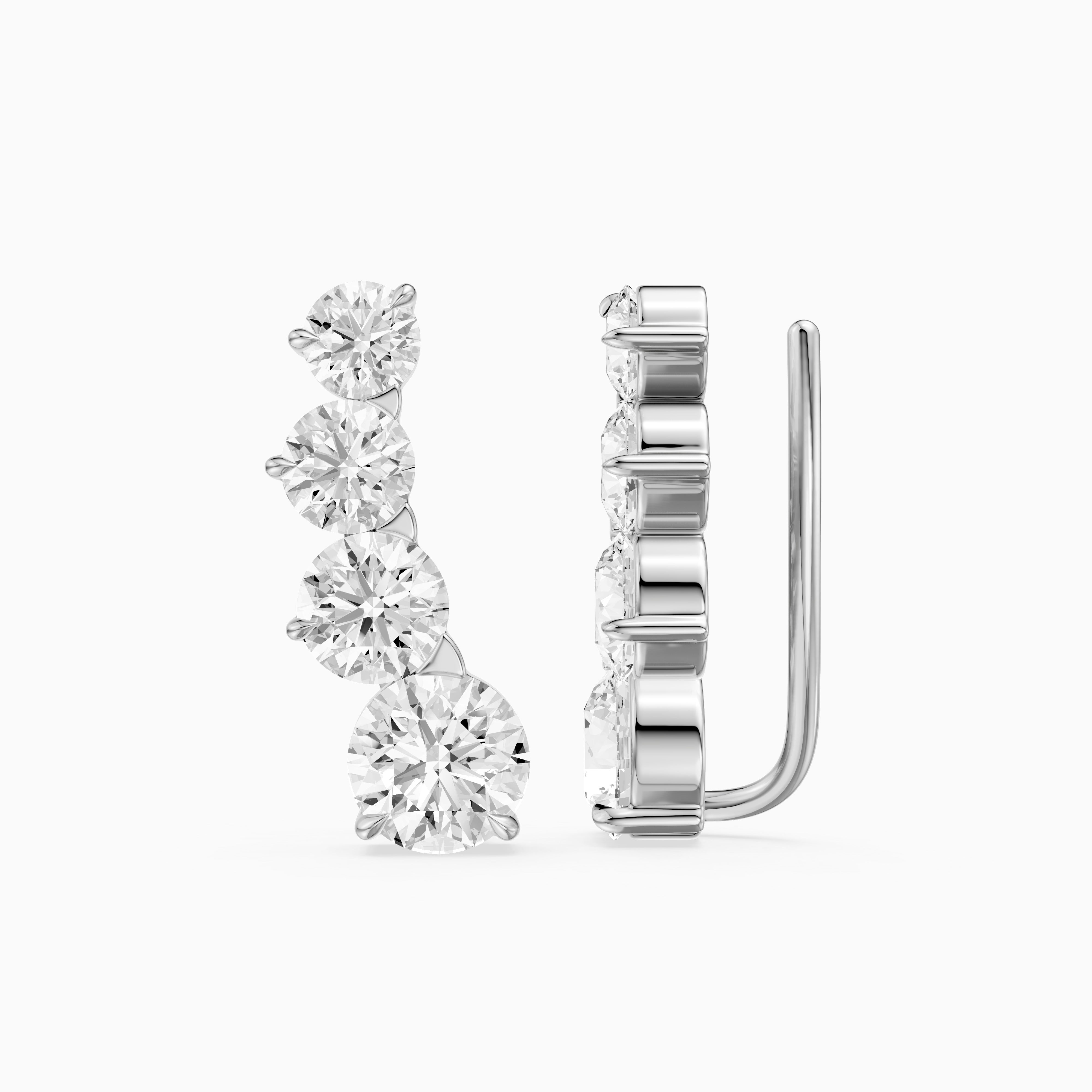 Caitlin Graduated Round Lab Grown Diamond Ear Climber Earrings