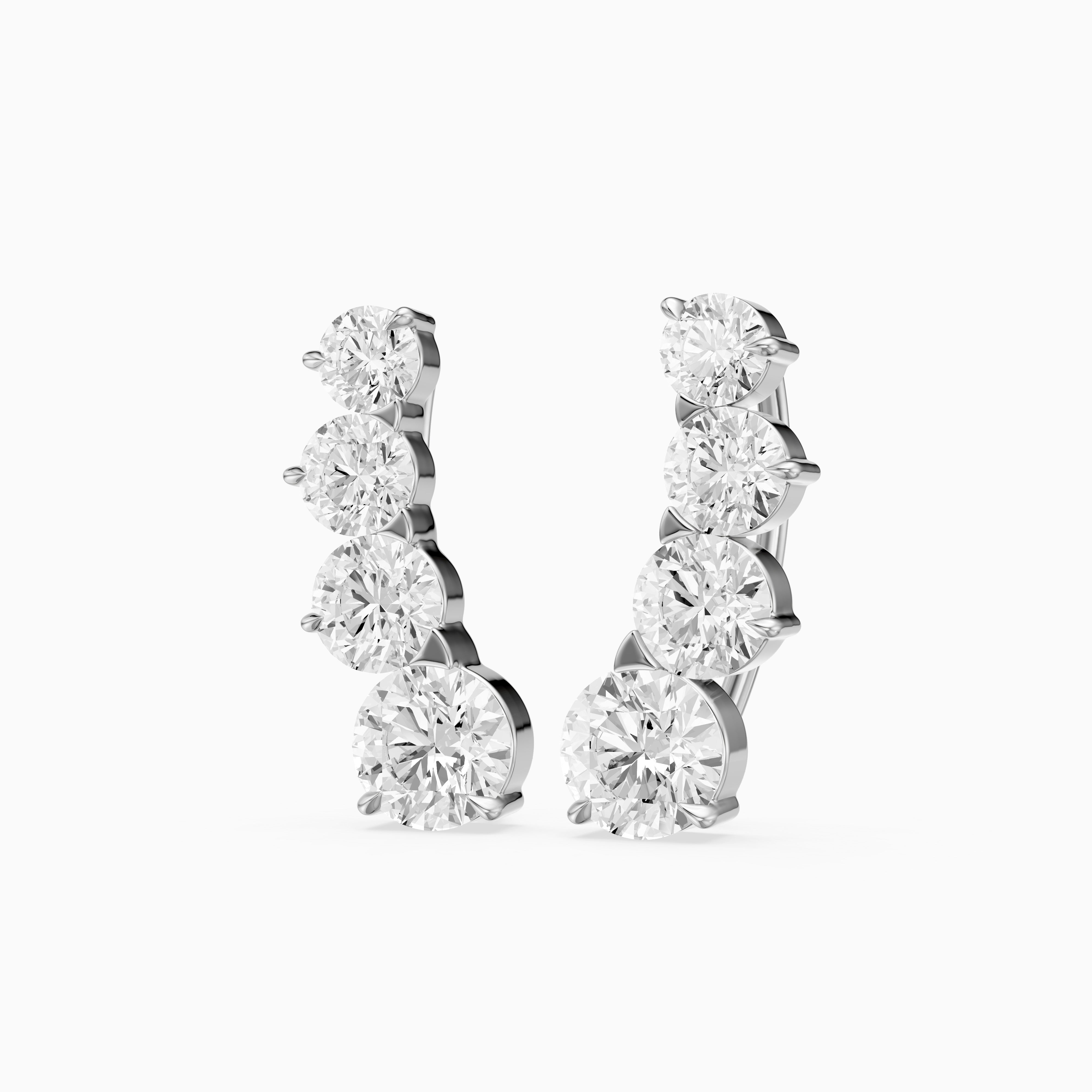 Caitlin Graduated Round Lab Grown Diamond Ear Climber Earrings