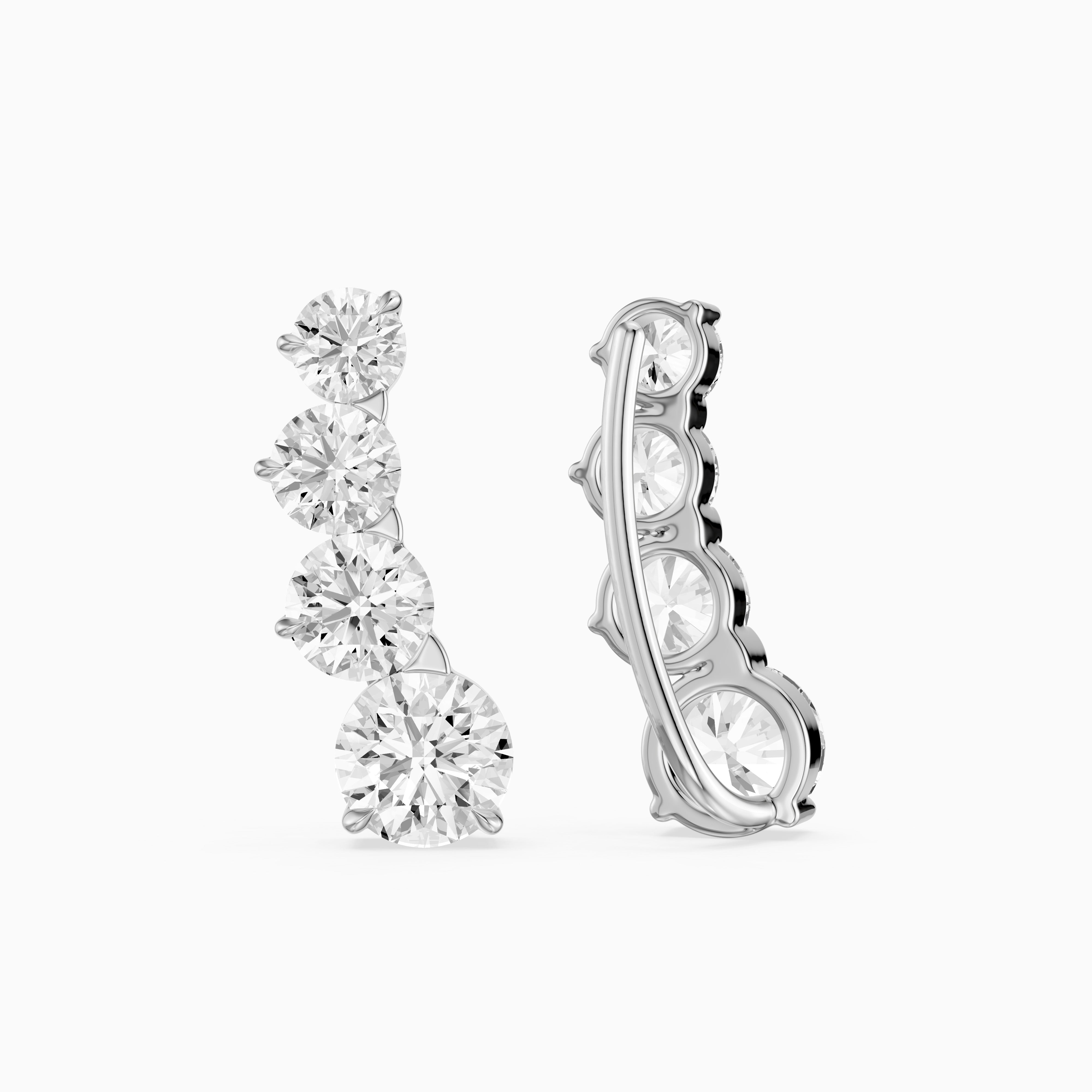 Caitlin Graduated Round Lab Grown Diamond Ear Climber Earrings