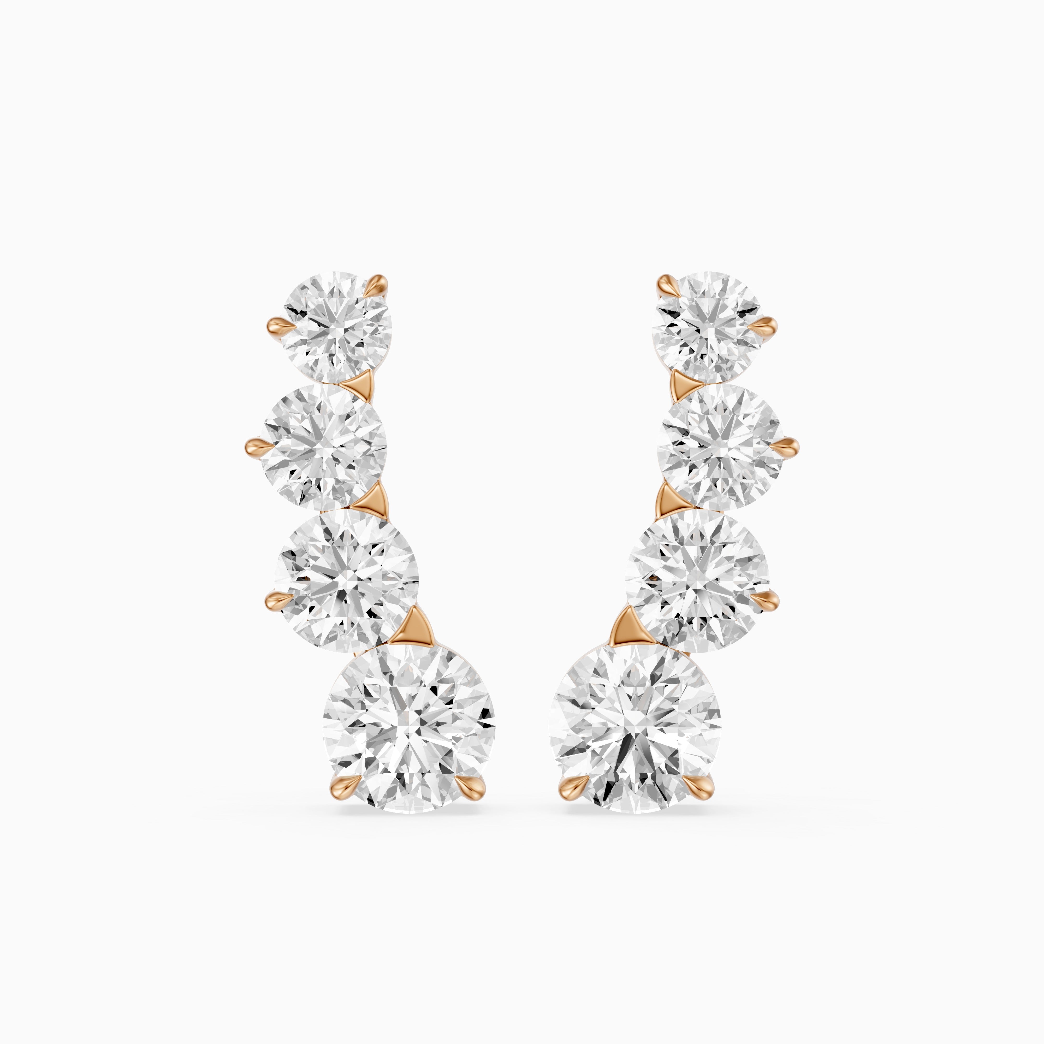 Caitlin Graduated Round Lab Grown Diamond Ear Climber Earrings