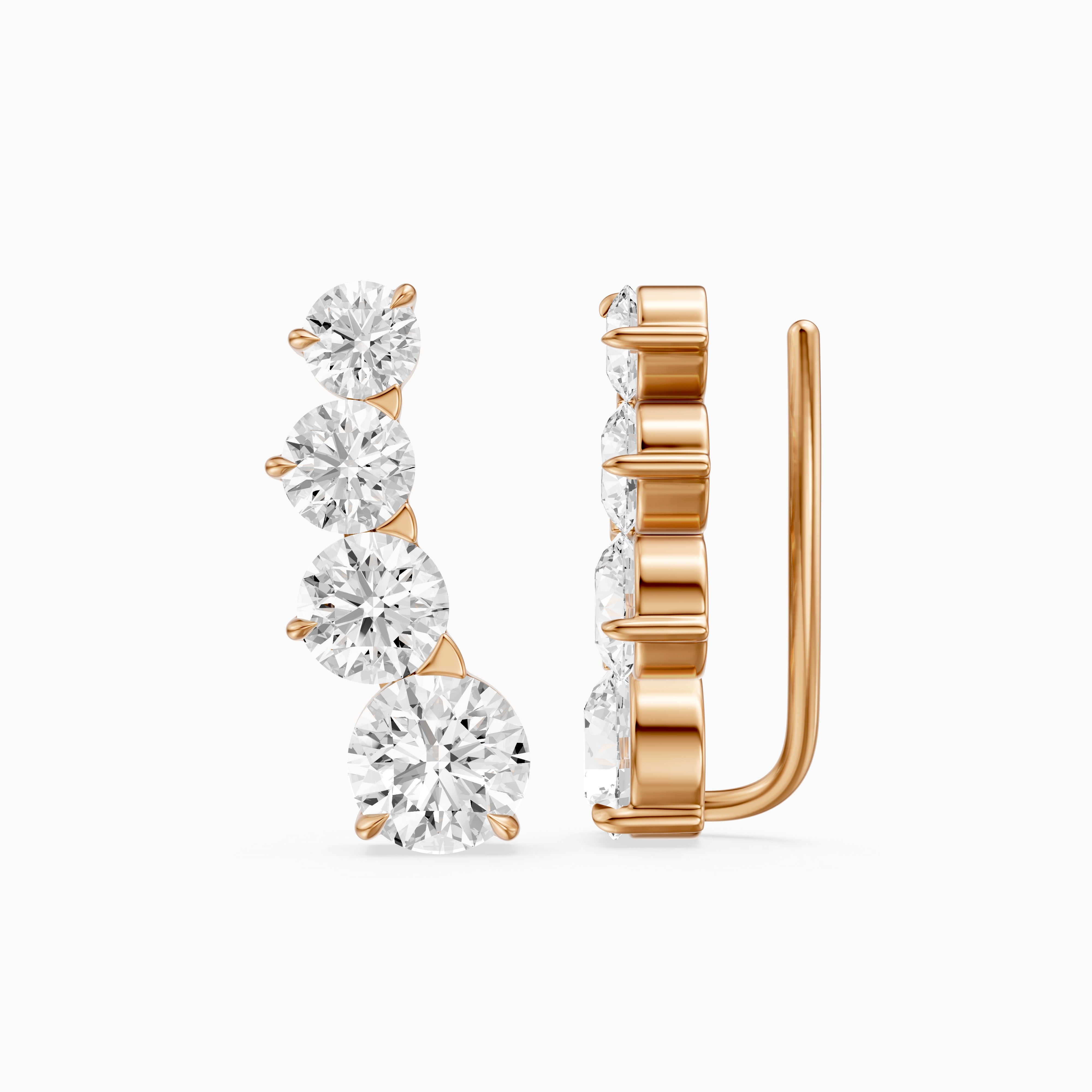 Caitlin Graduated Round Lab Grown Diamond Ear Climber Earrings