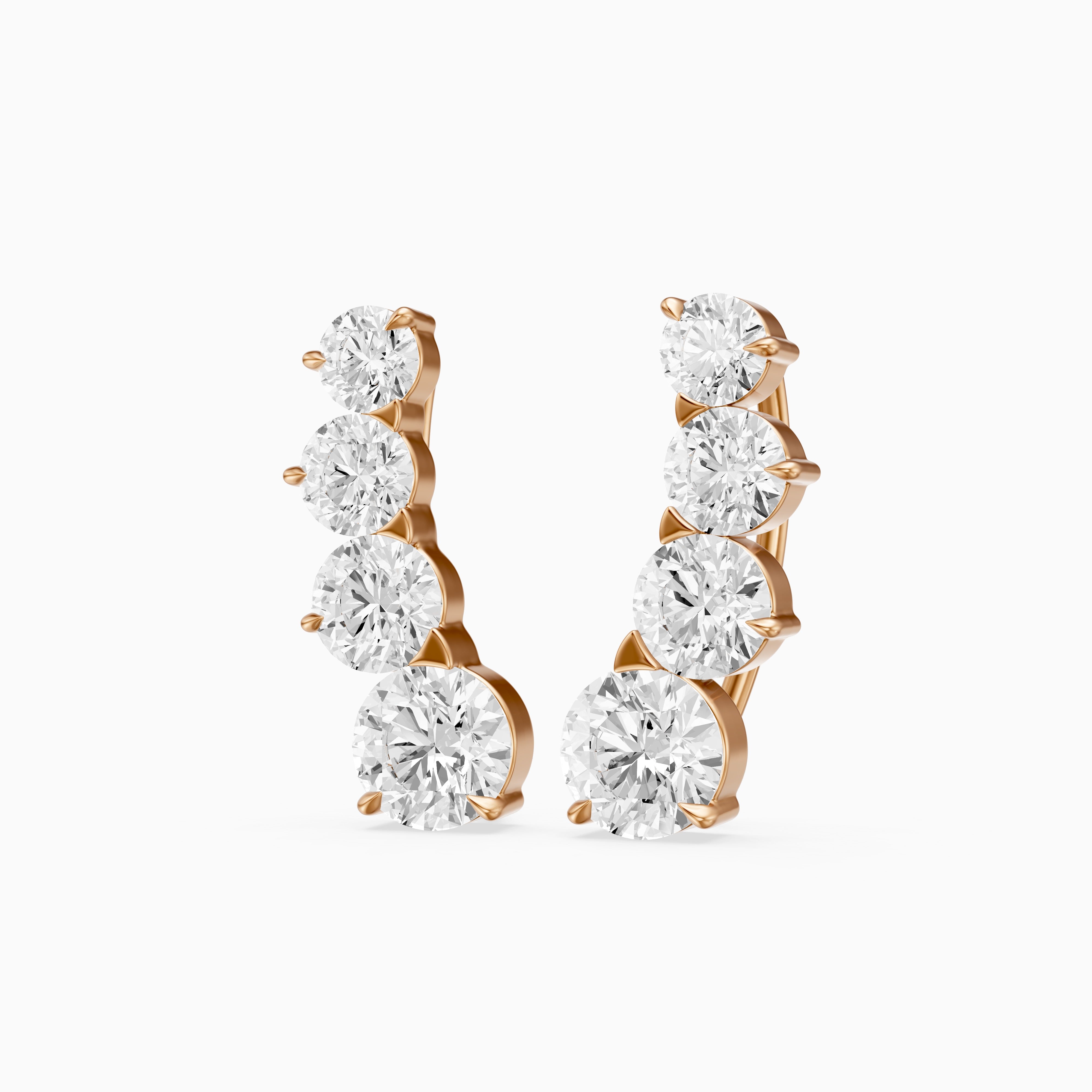 Caitlin Graduated Round Lab Grown Diamond Ear Climber Earrings