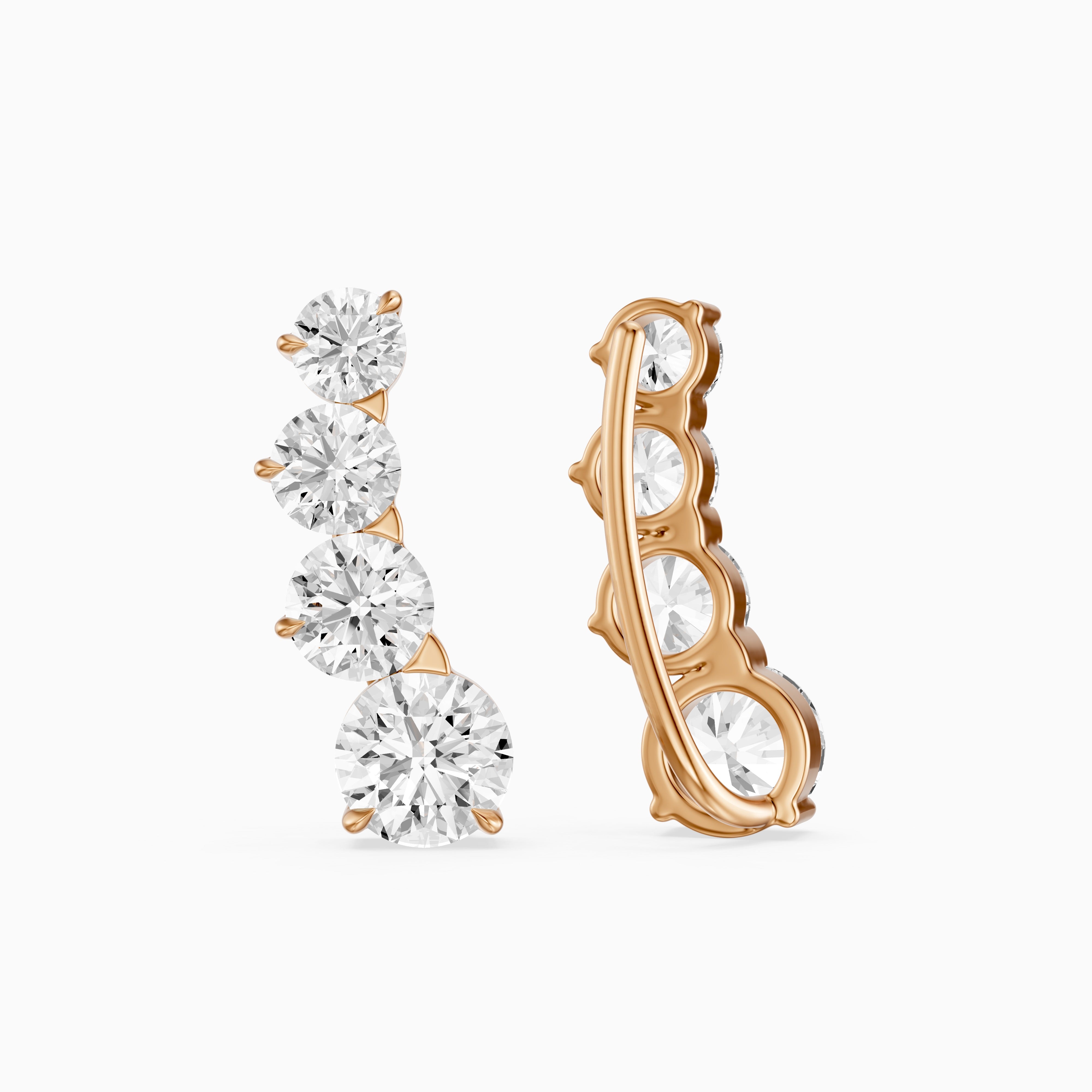 Caitlin Graduated Round Lab Grown Diamond Ear Climber Earrings