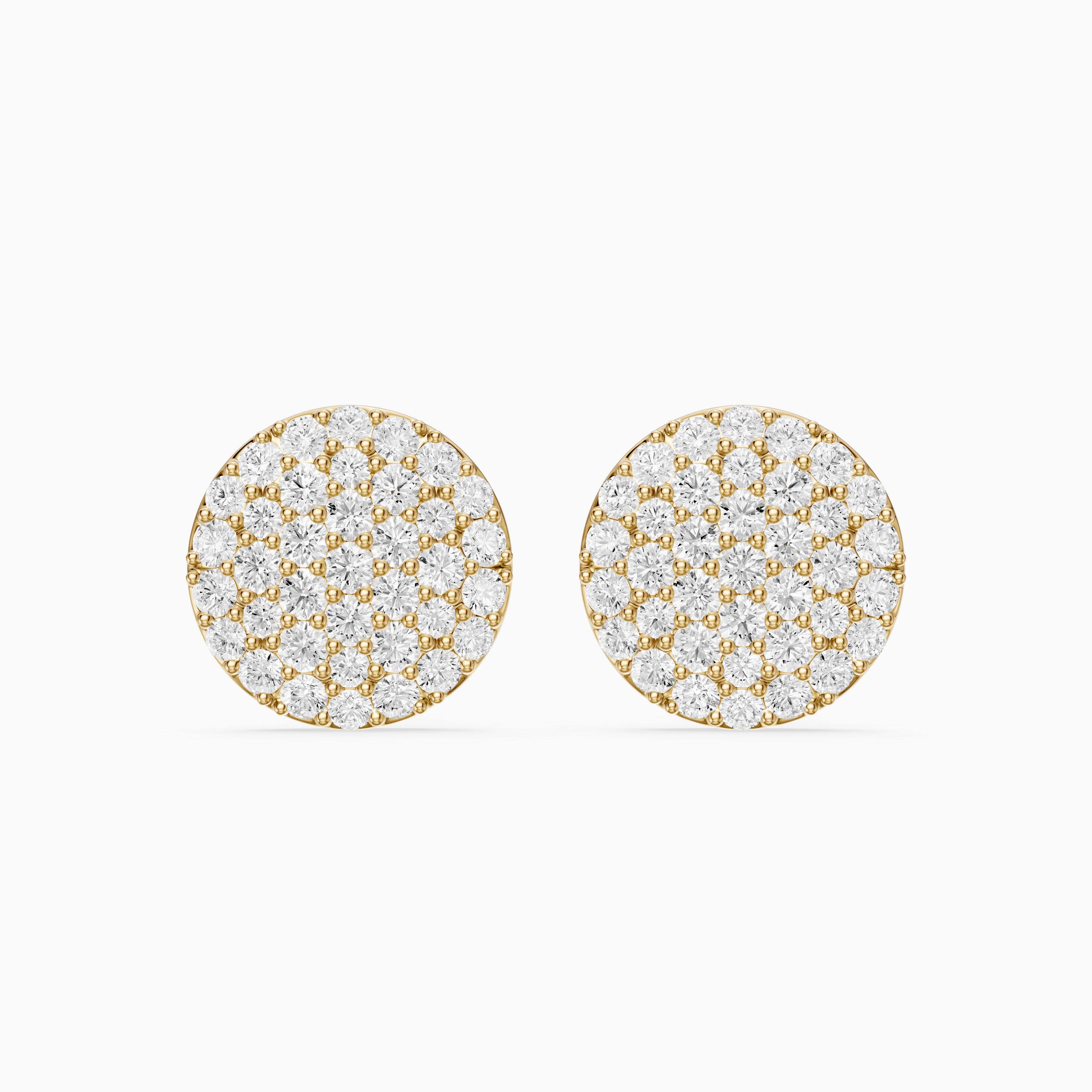 Rosa Round Cut Lab Grown Diamond Pave Cluster Stud Earrings