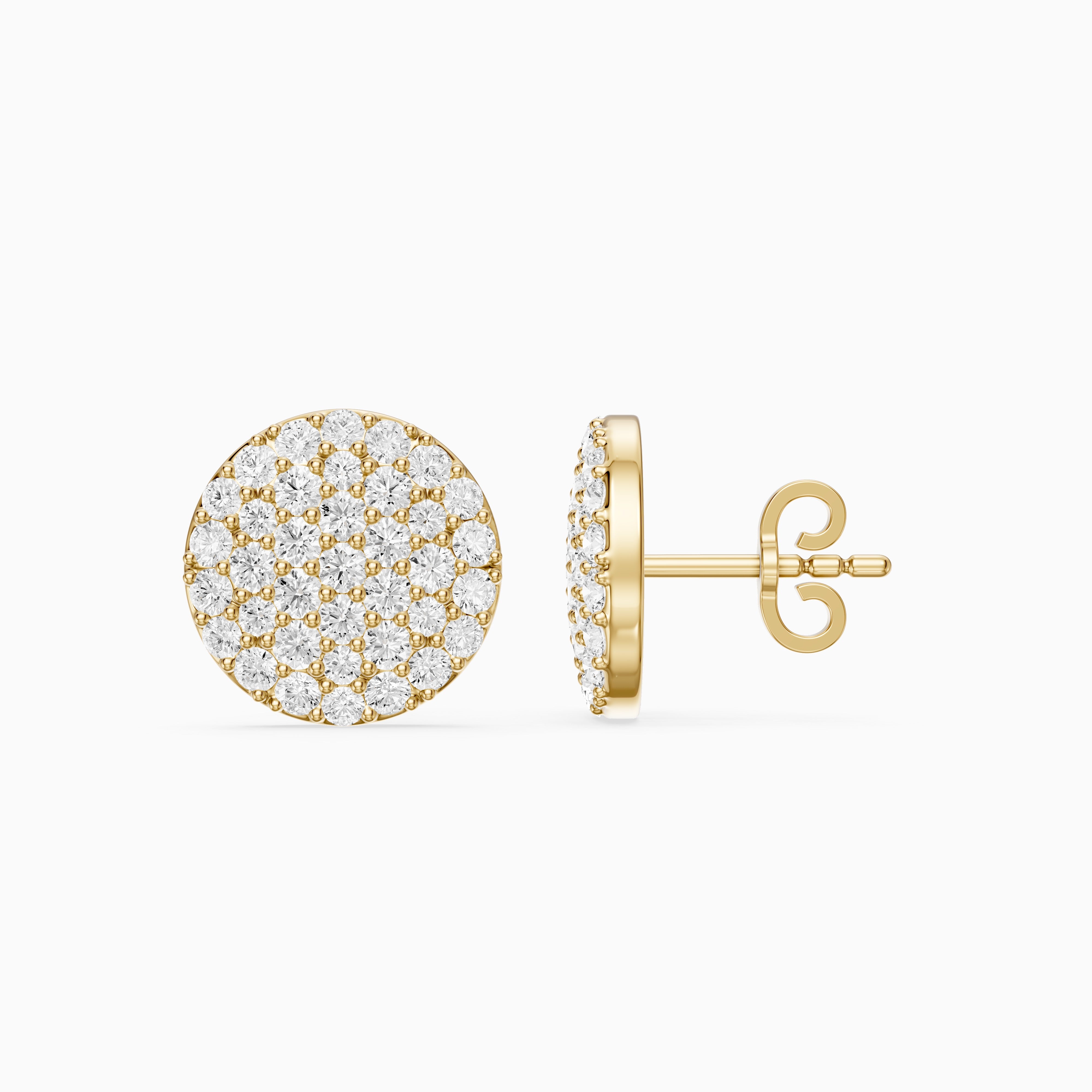 Rosa Round Cut Lab Grown Diamond Pave Cluster Stud Earrings