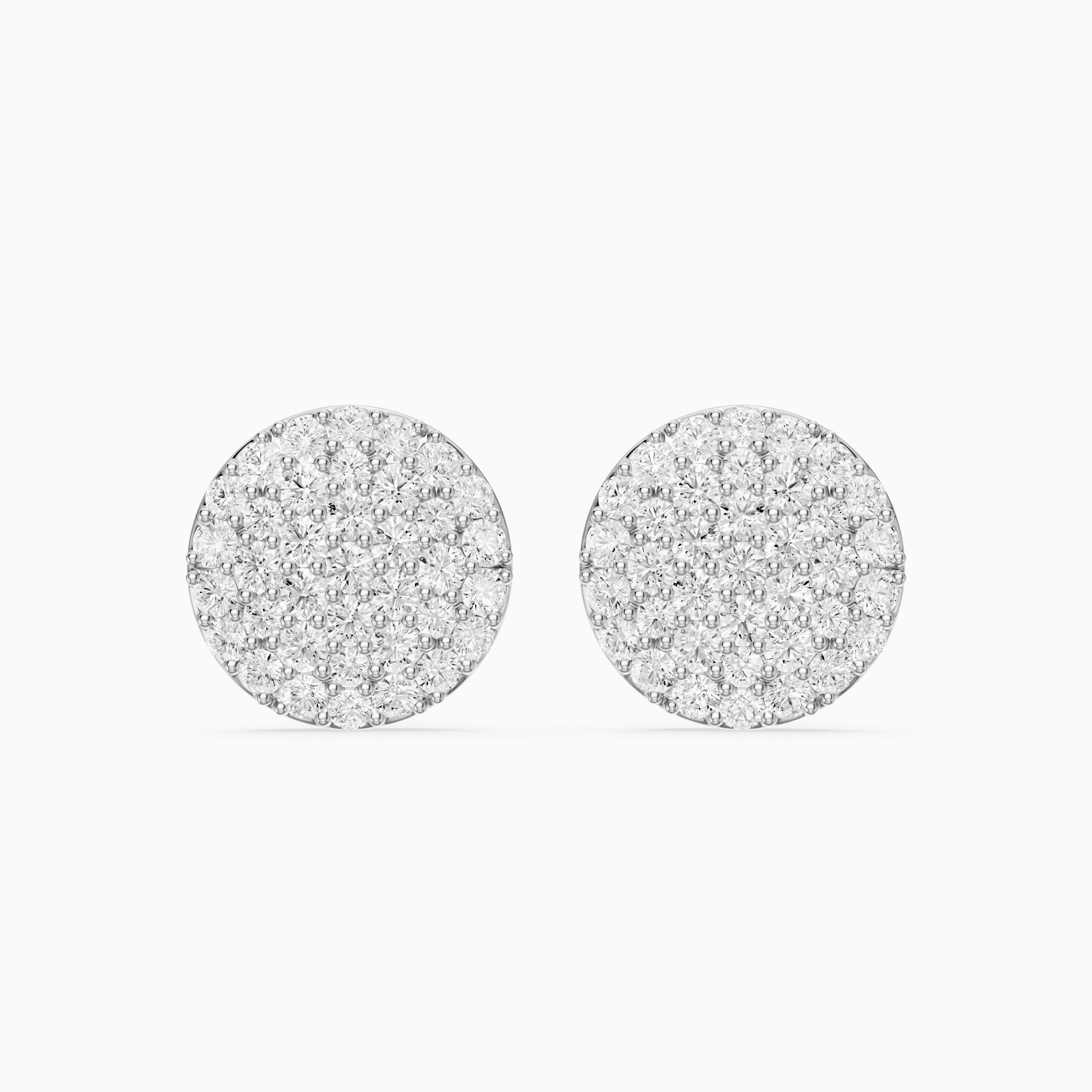 Rosa Round Cut Lab Grown Diamond Pave Cluster Stud Earrings