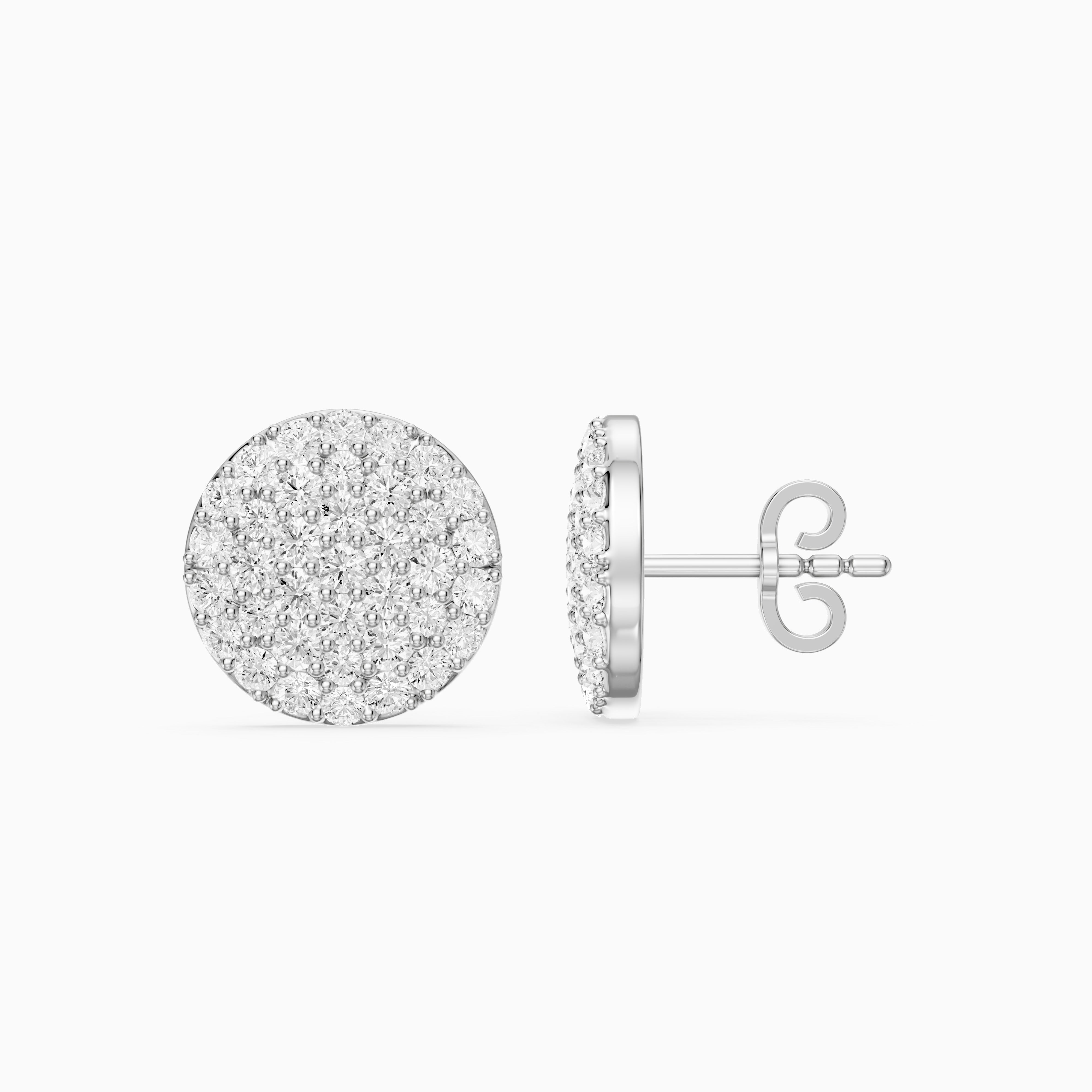 Rosa Round Cut Lab Grown Diamond Pave Cluster Stud Earrings
