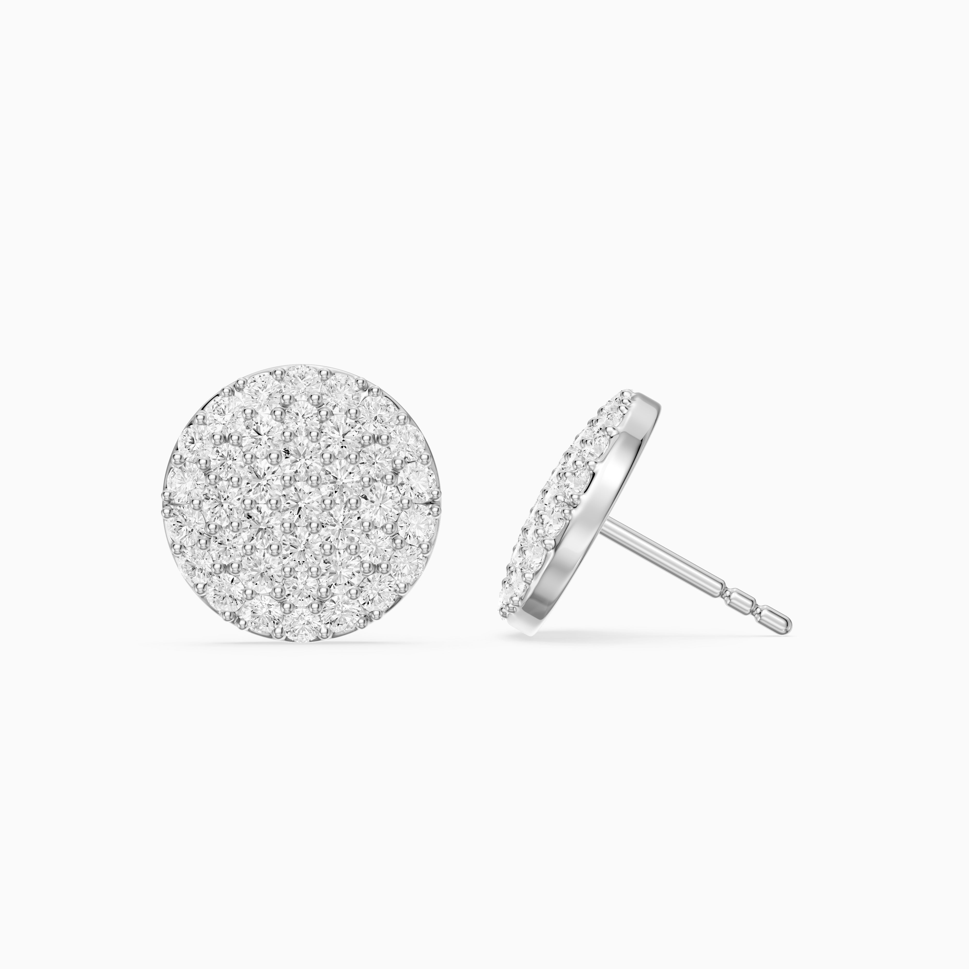 Rosa Round Cut Lab Grown Diamond Pave Cluster Stud Earrings