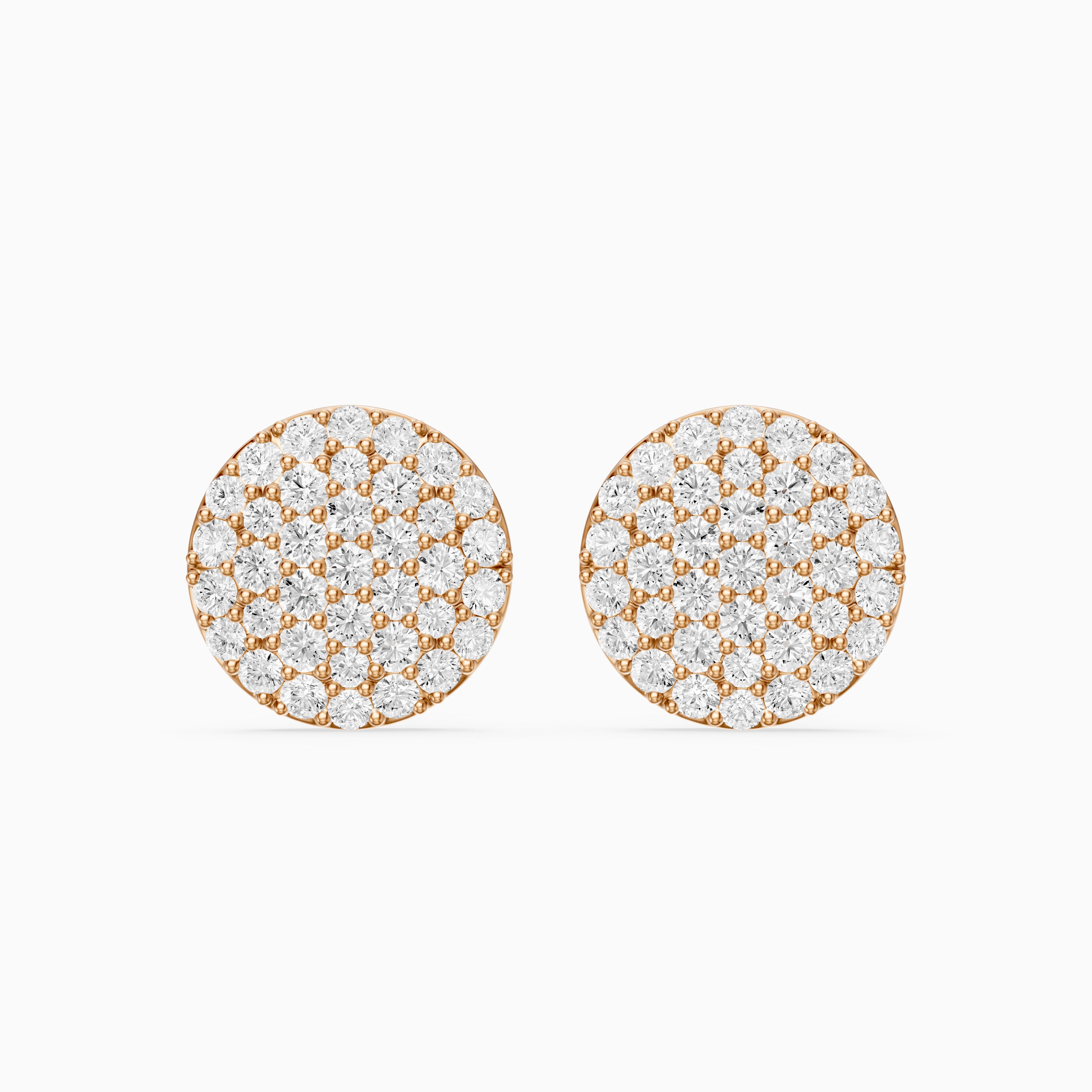 Rosa Round Cut Lab Grown Diamond Pave Cluster Stud Earrings