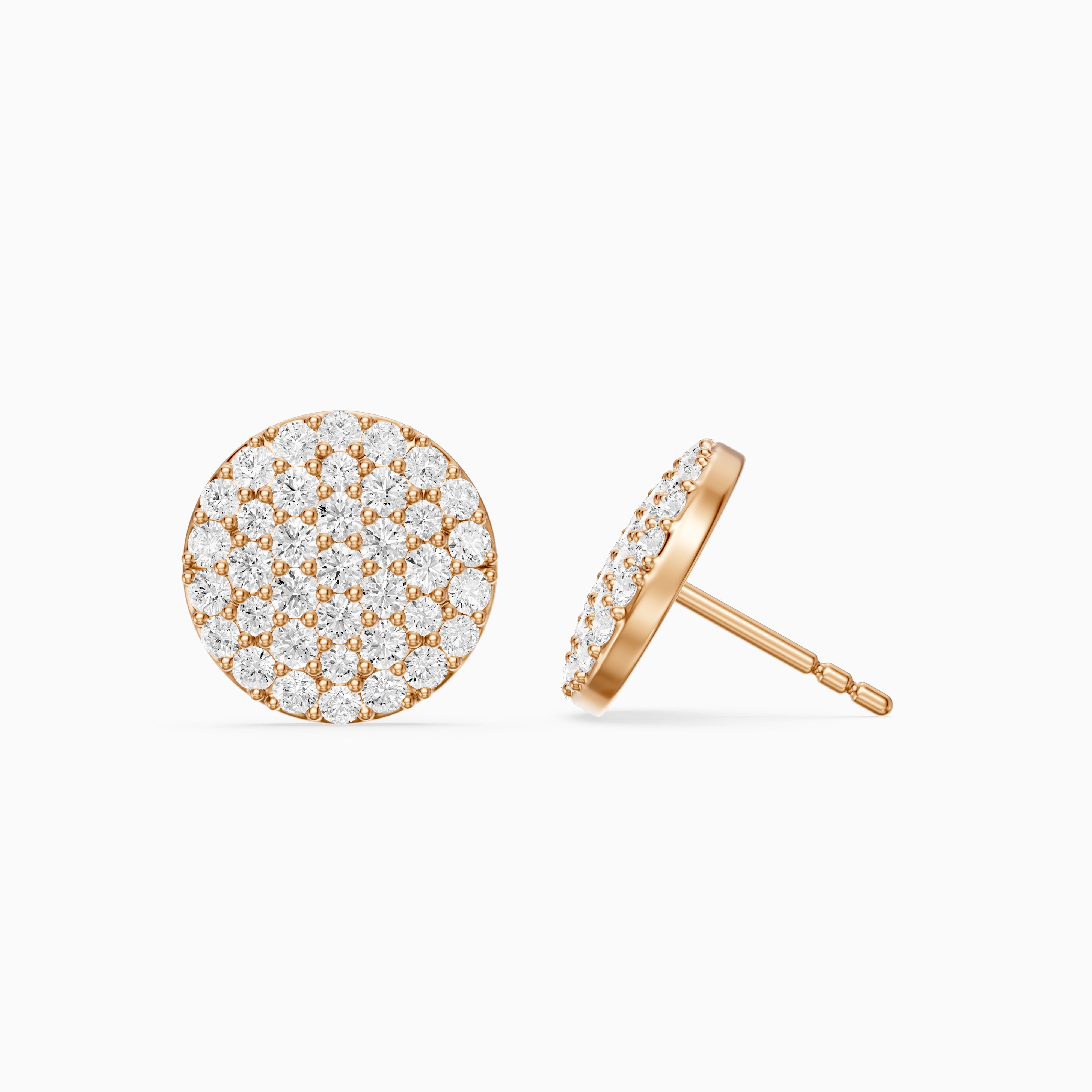 Rosa Round Cut Lab Grown Diamond Pave Cluster Stud Earrings