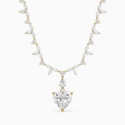 Alice Heart Cut Lab Grown Diamond Leaf Motif Tennis Necklace