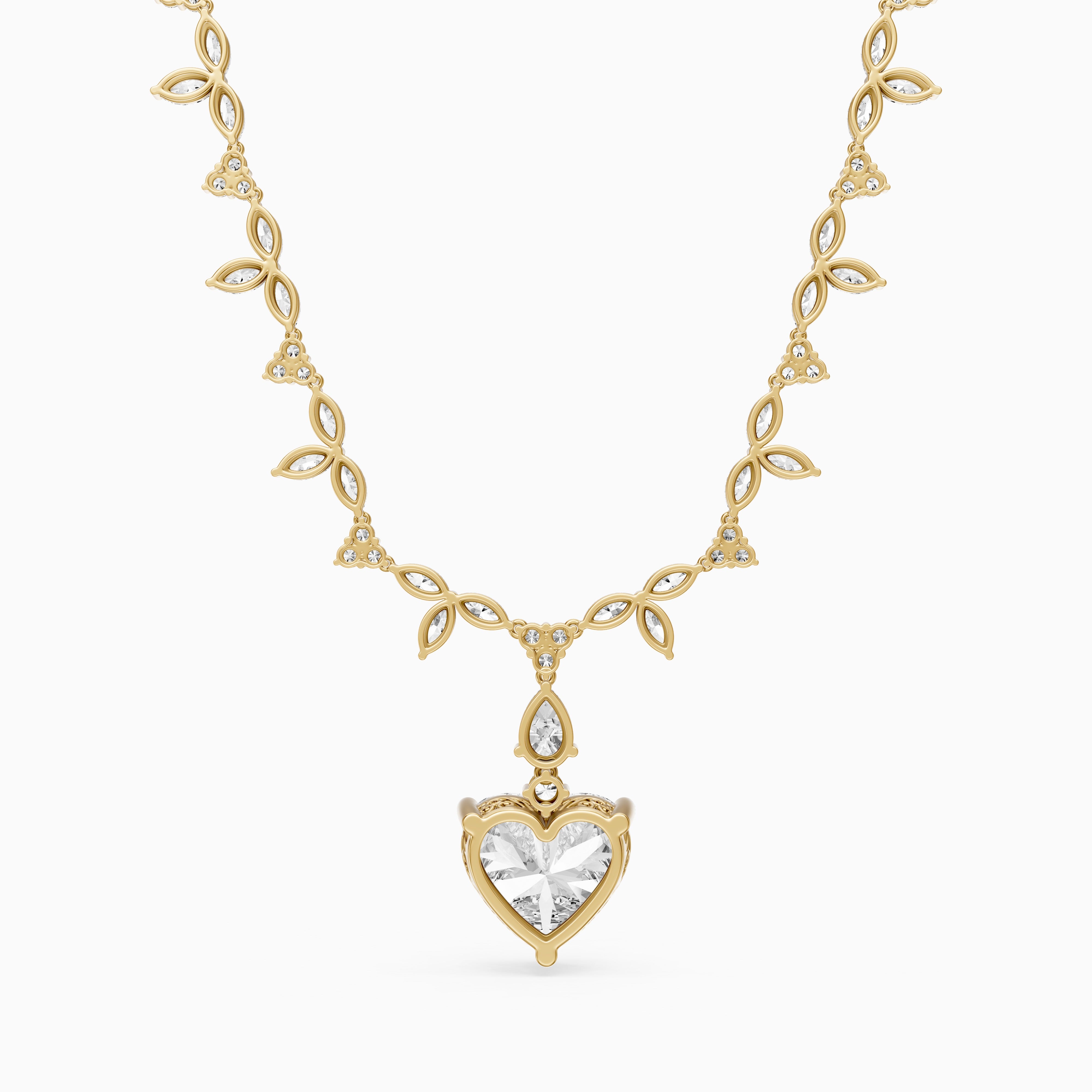 Alice Heart Cut Lab Grown Diamond Leaf Motif Tennis Necklace