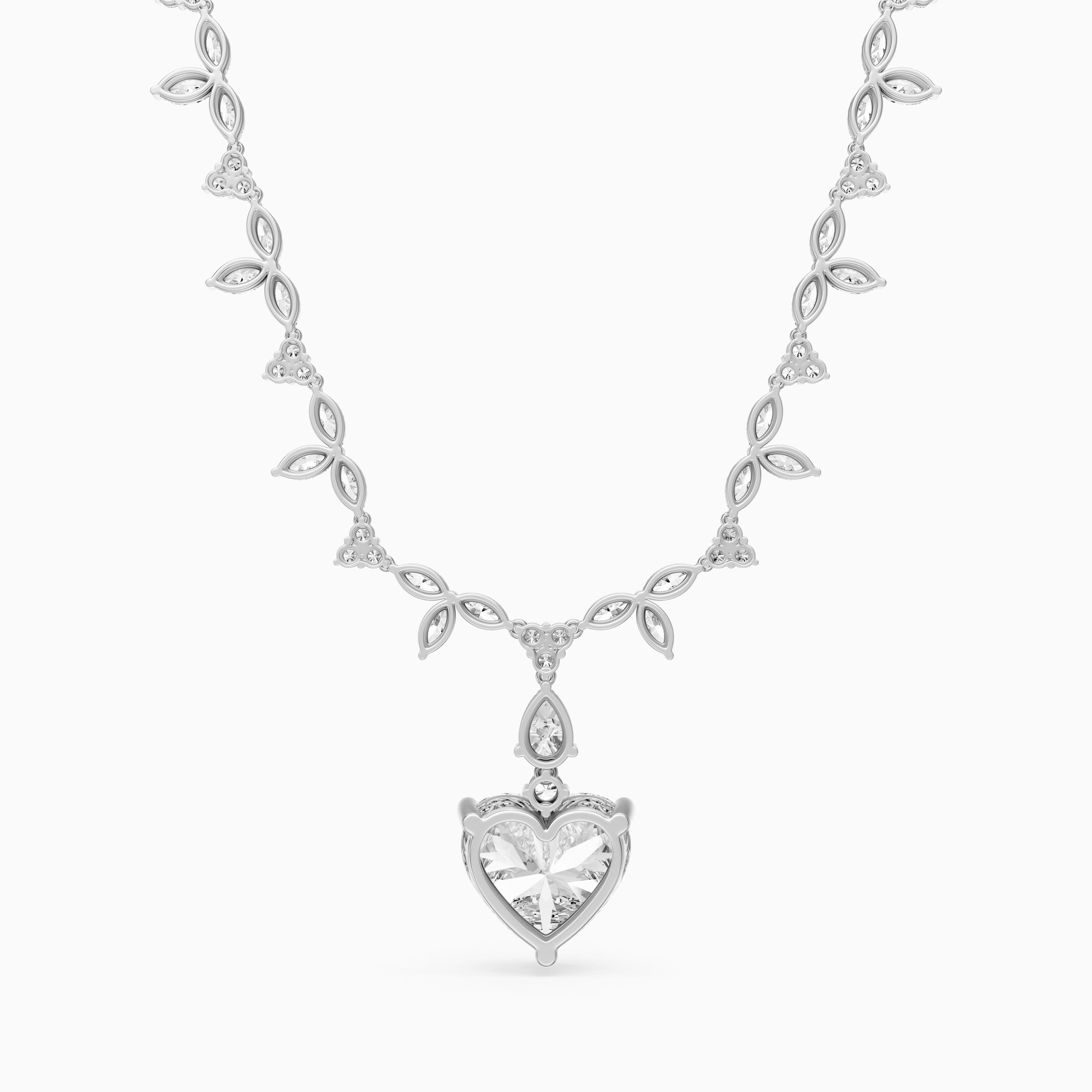 Alice Heart Cut Lab Grown Diamond Leaf Motif Tennis Necklace