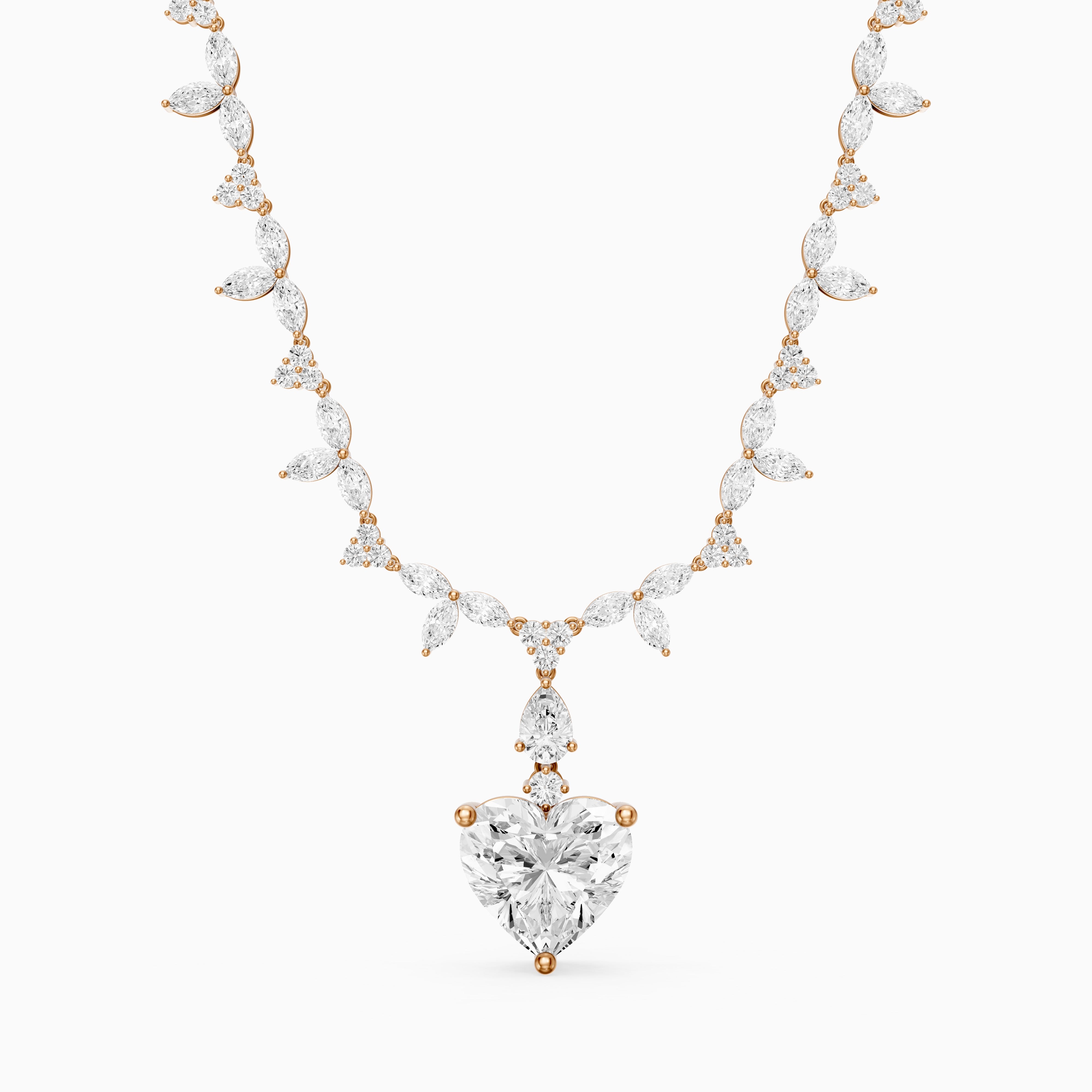 Valentina Mixed Shape Lab Diamond Necklace with Elegant Drop