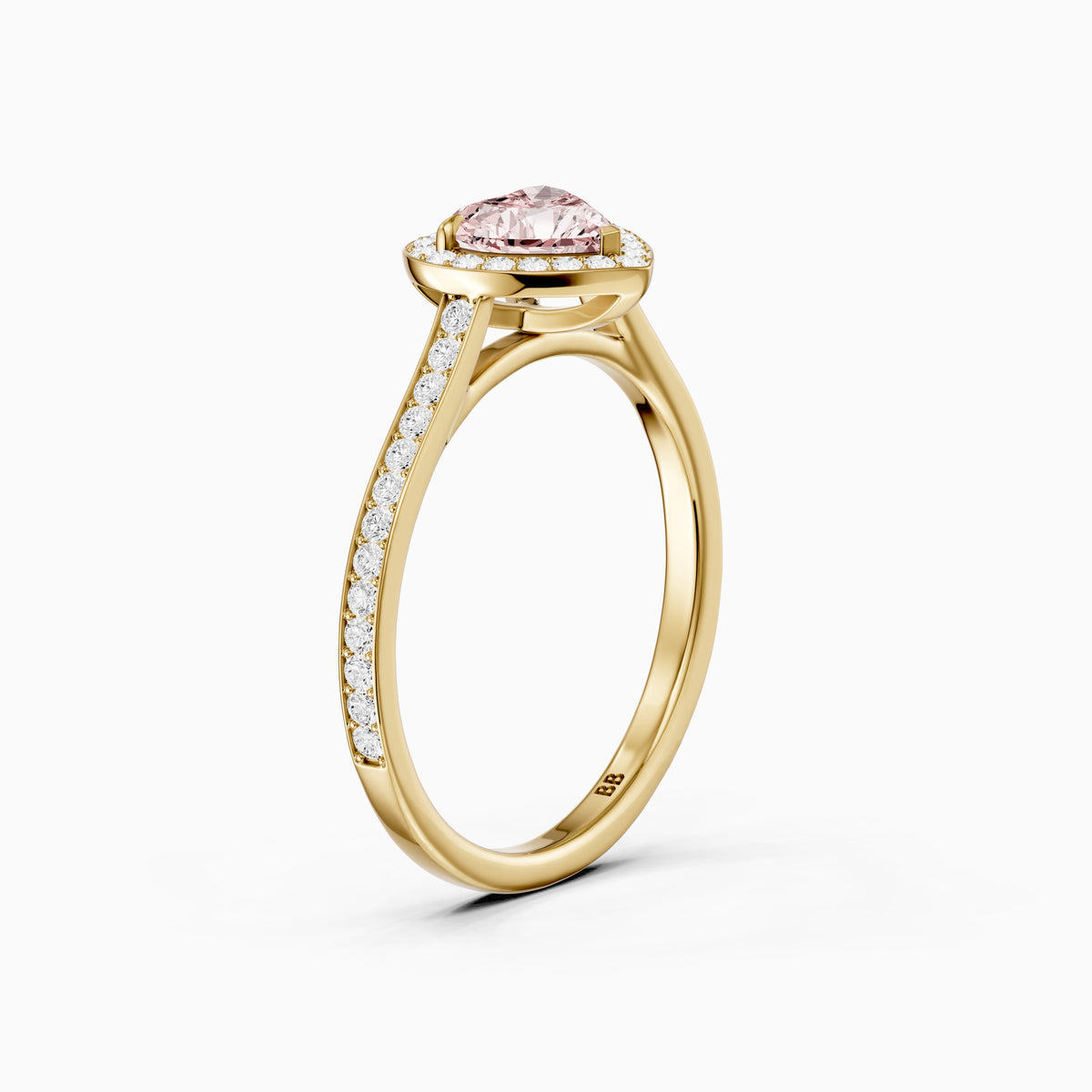Melisande Heart Shaped Halo Channel Set Pink Lab Grown Diamond Ring