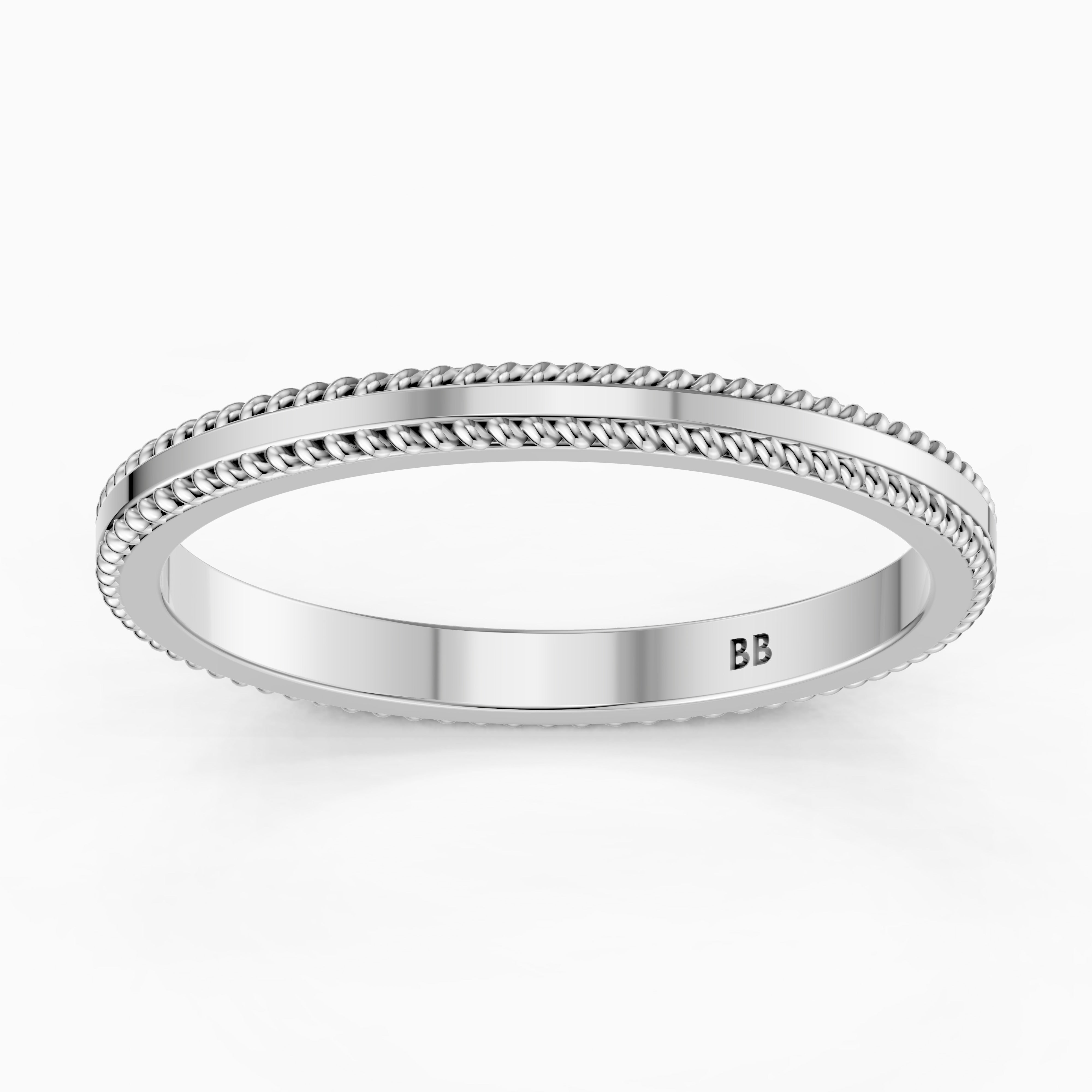 Indie Flat Rope Plain Wedding Band