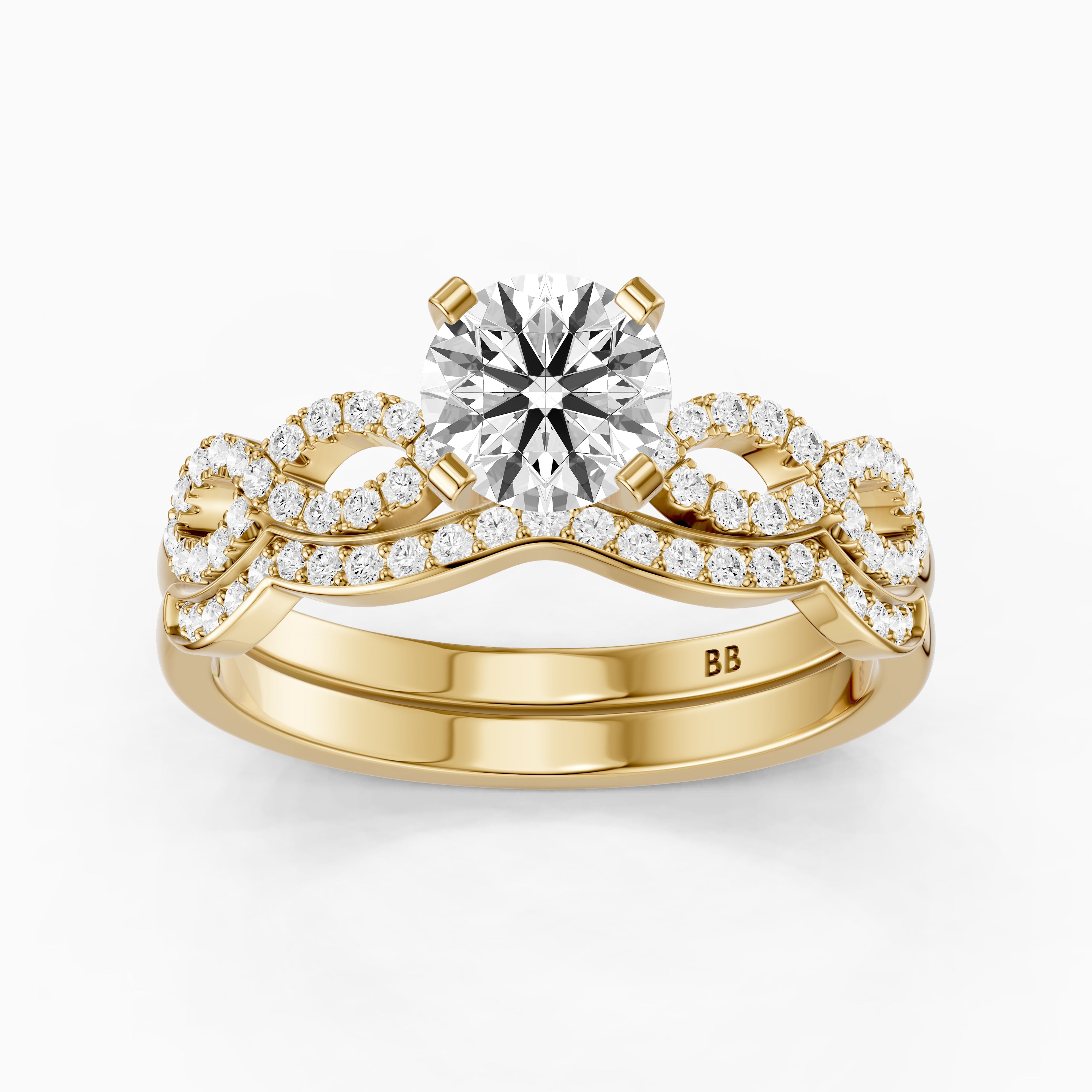 Bertina Round Lab Grown Diamond Infinity Twist Bridal Set