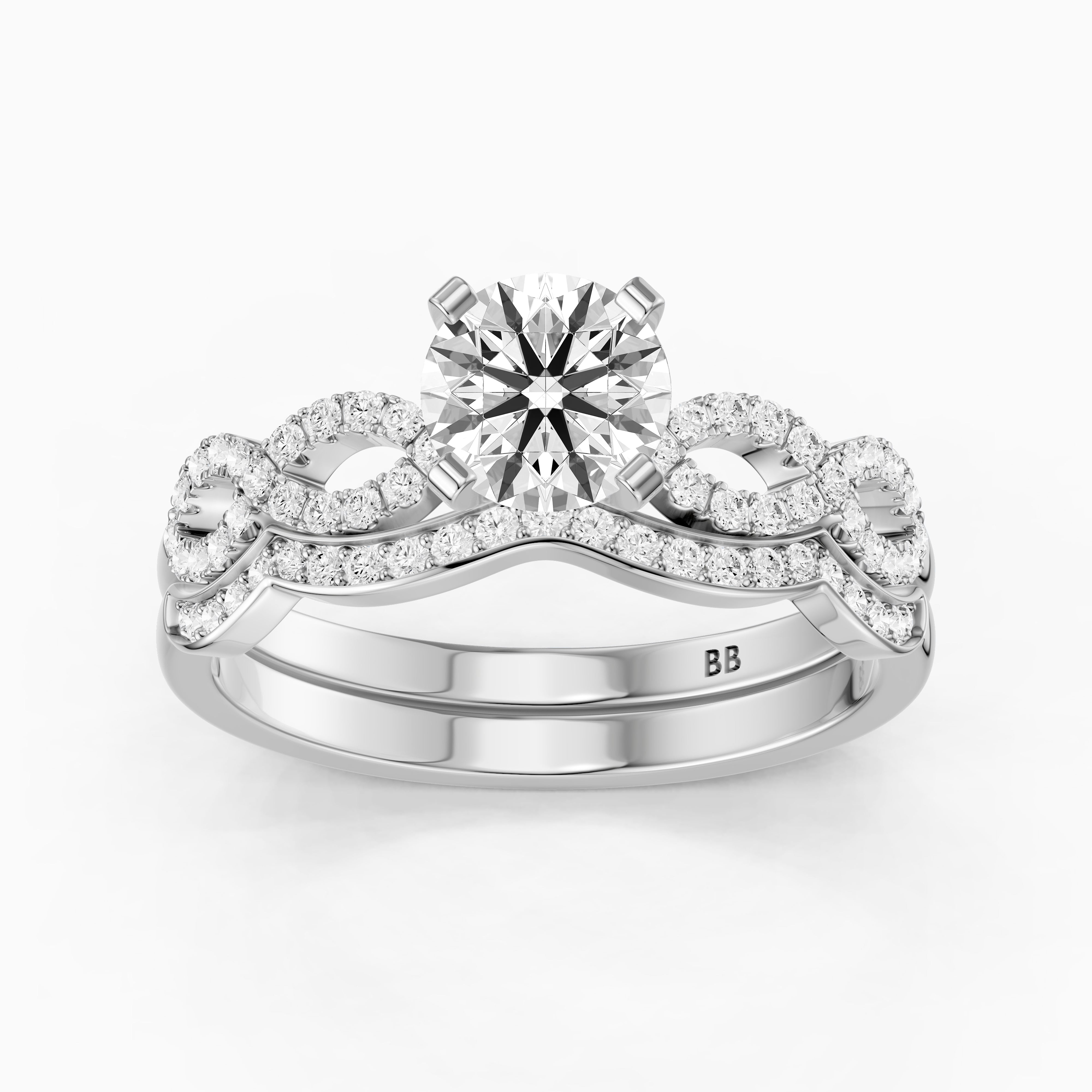 Bertina Round Lab Grown Diamond Infinity Twist Bridal Set