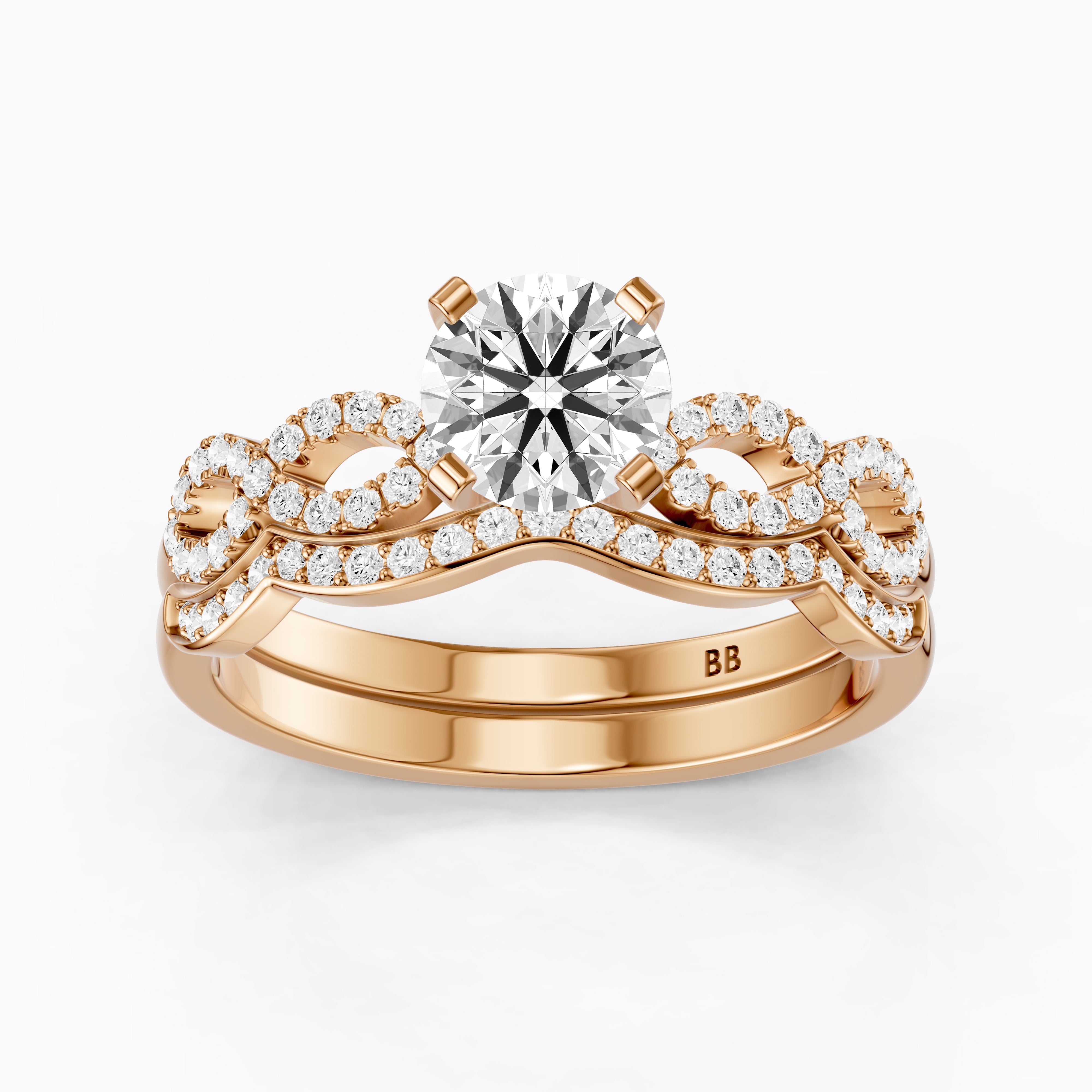 Bertina Round Lab Grown Diamond Infinity Twist Bridal Set