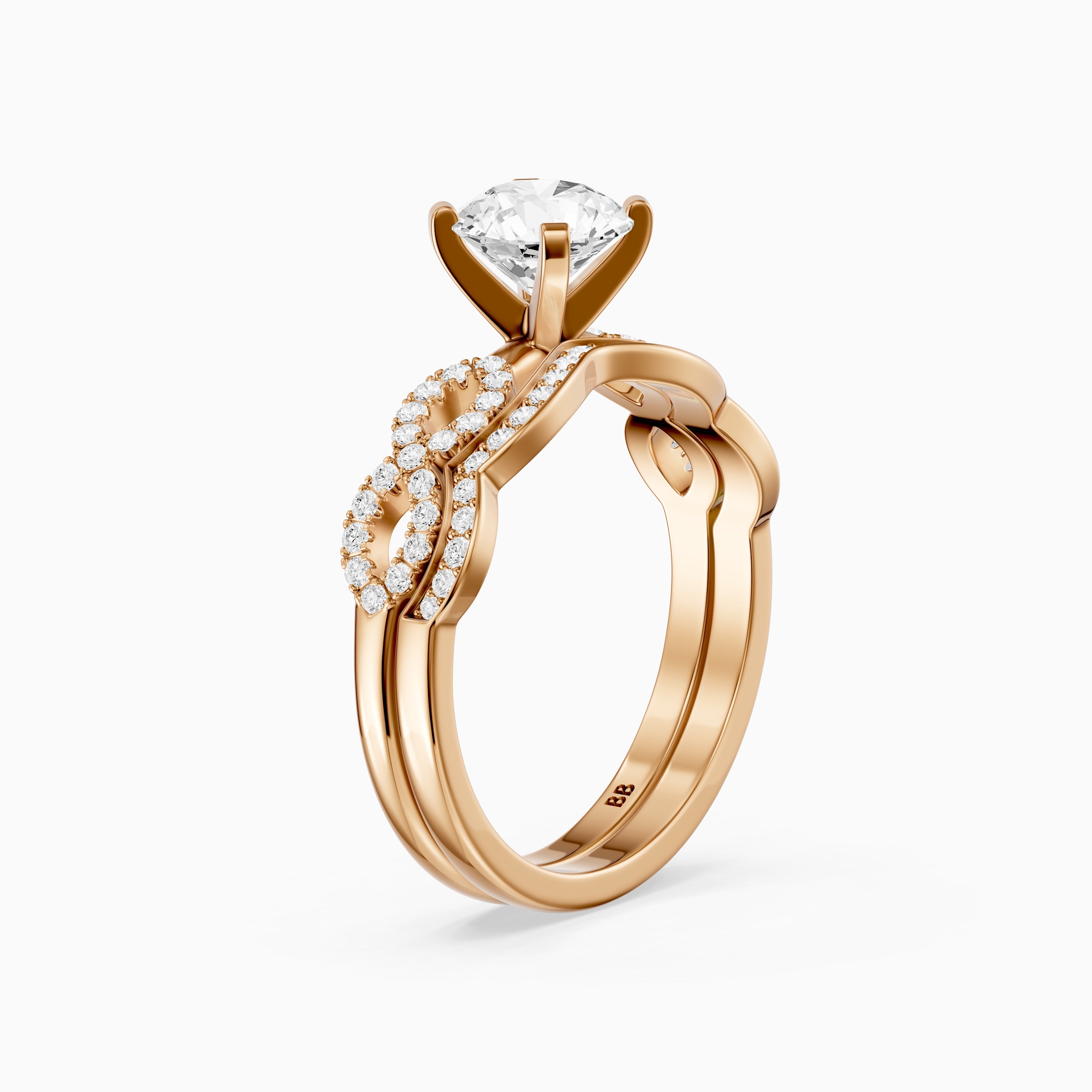 Bertina Round Lab Grown Diamond Infinity Twist Bridal Set