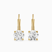 Riley Round Lab Grown Diamond Solitaire Lever Back Earrings