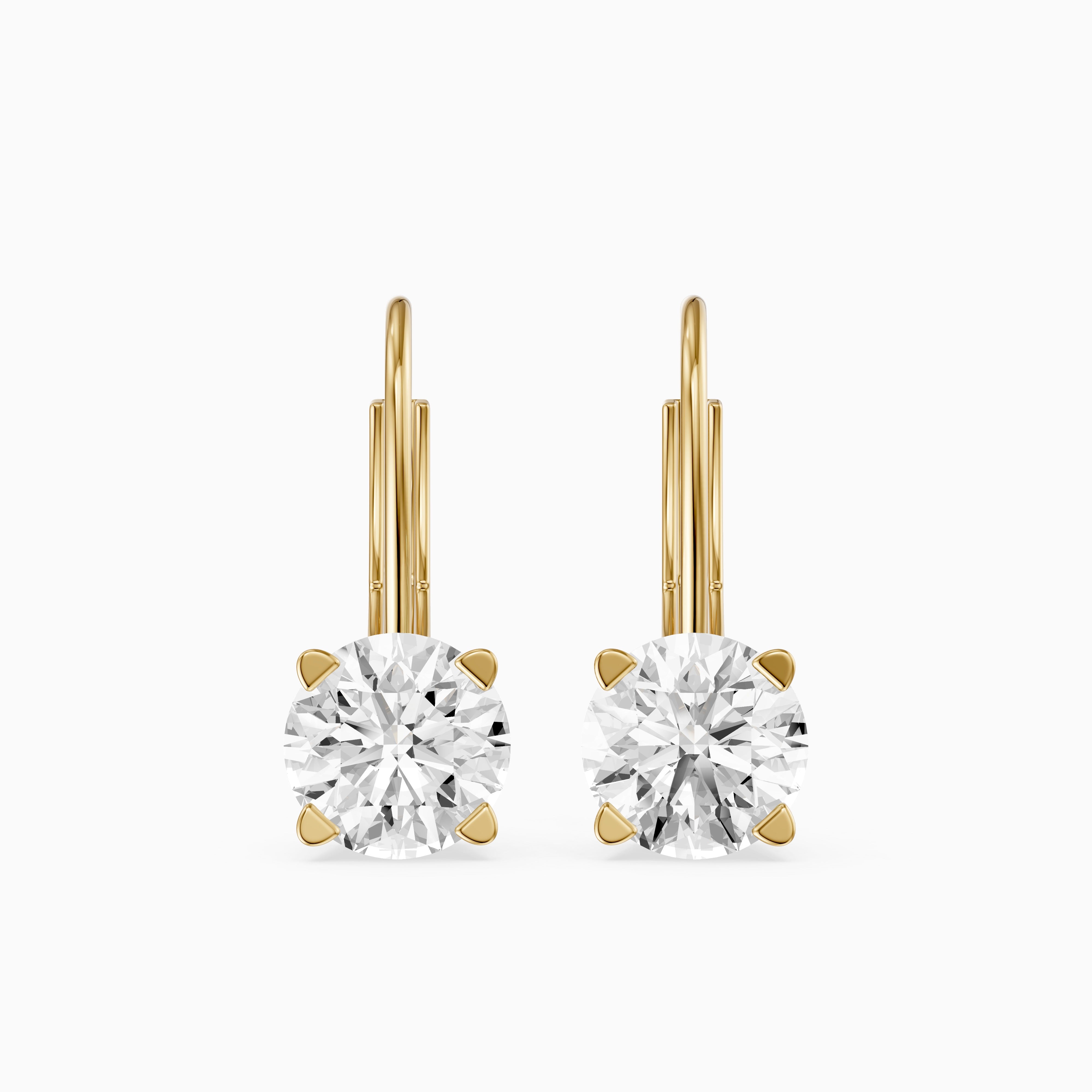Riley Round Lab Grown Diamond Solitaire Lever Back Earrings