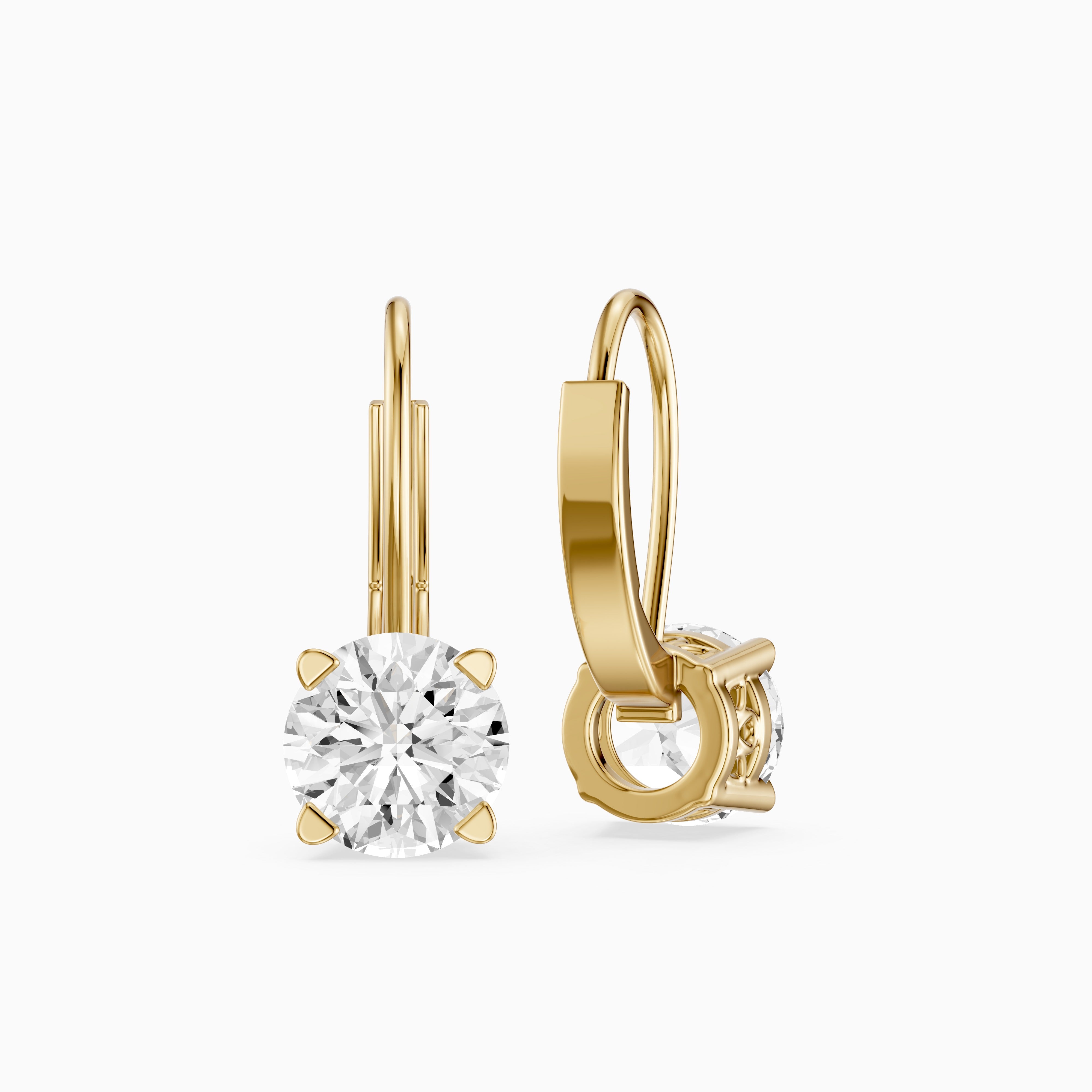 Riley Round Lab Grown Diamond Solitaire Lever Back Earrings
