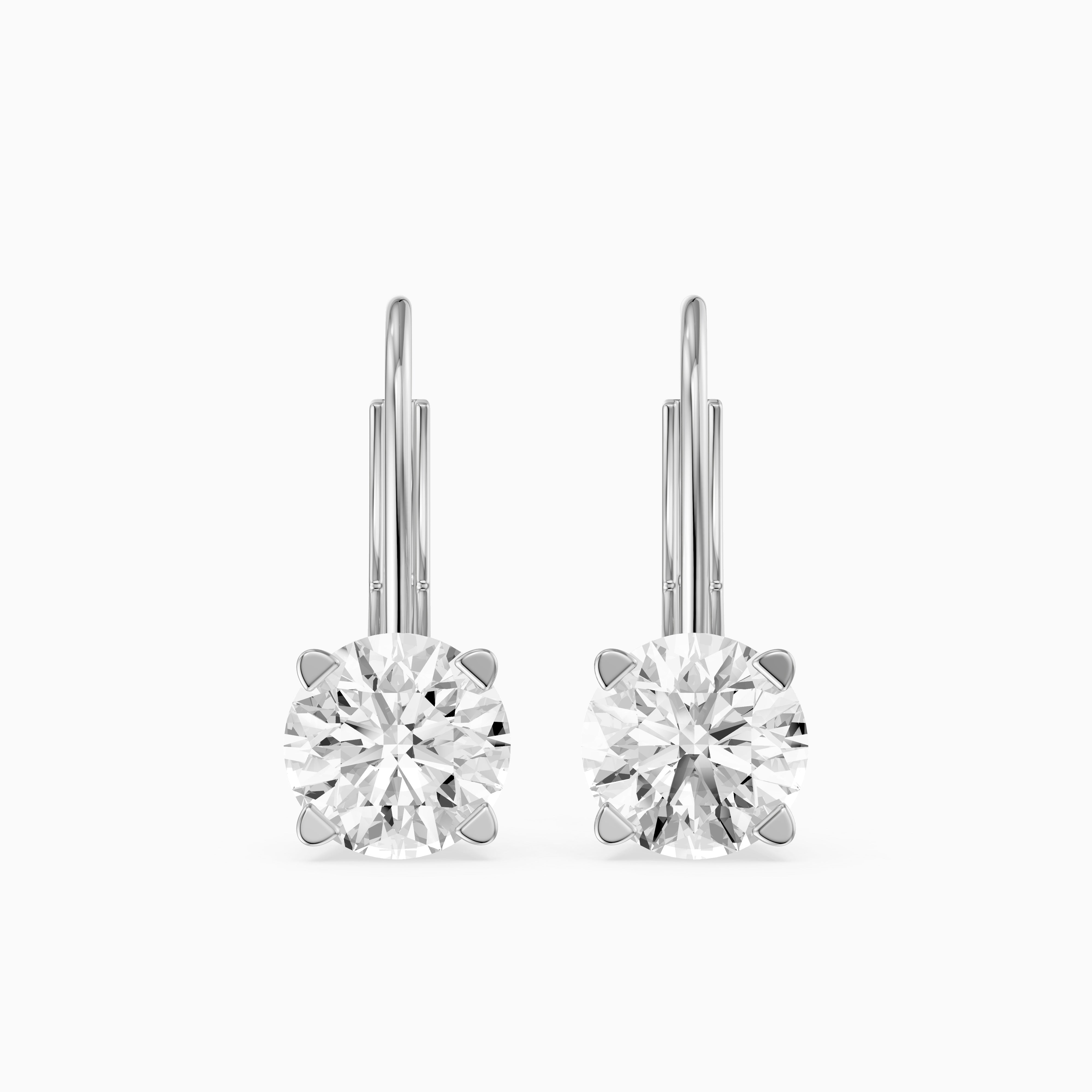 Riley Round Lab Grown Diamond Solitaire Lever Back Earrings