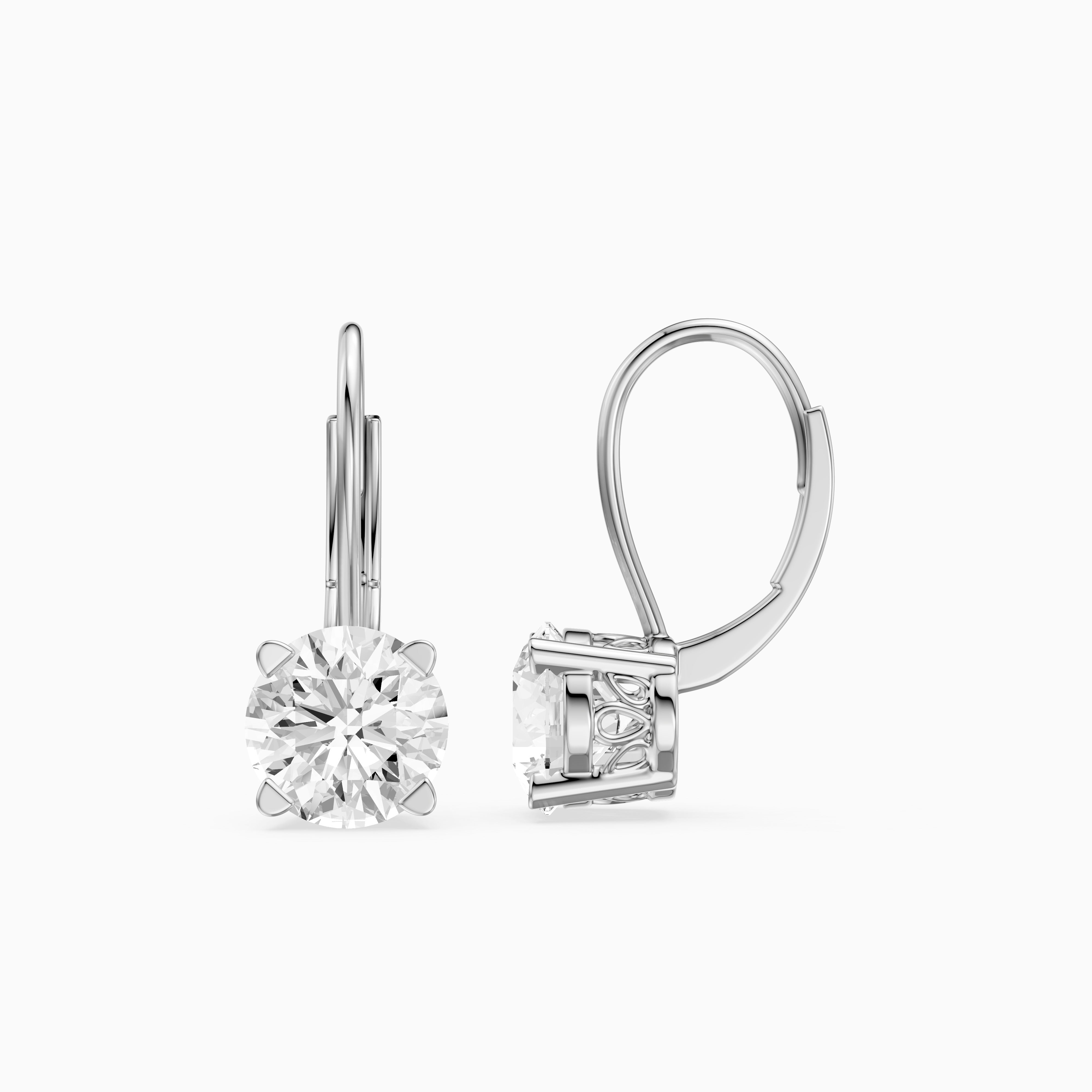 Riley Round Lab Grown Diamond Solitaire Lever Back Earrings