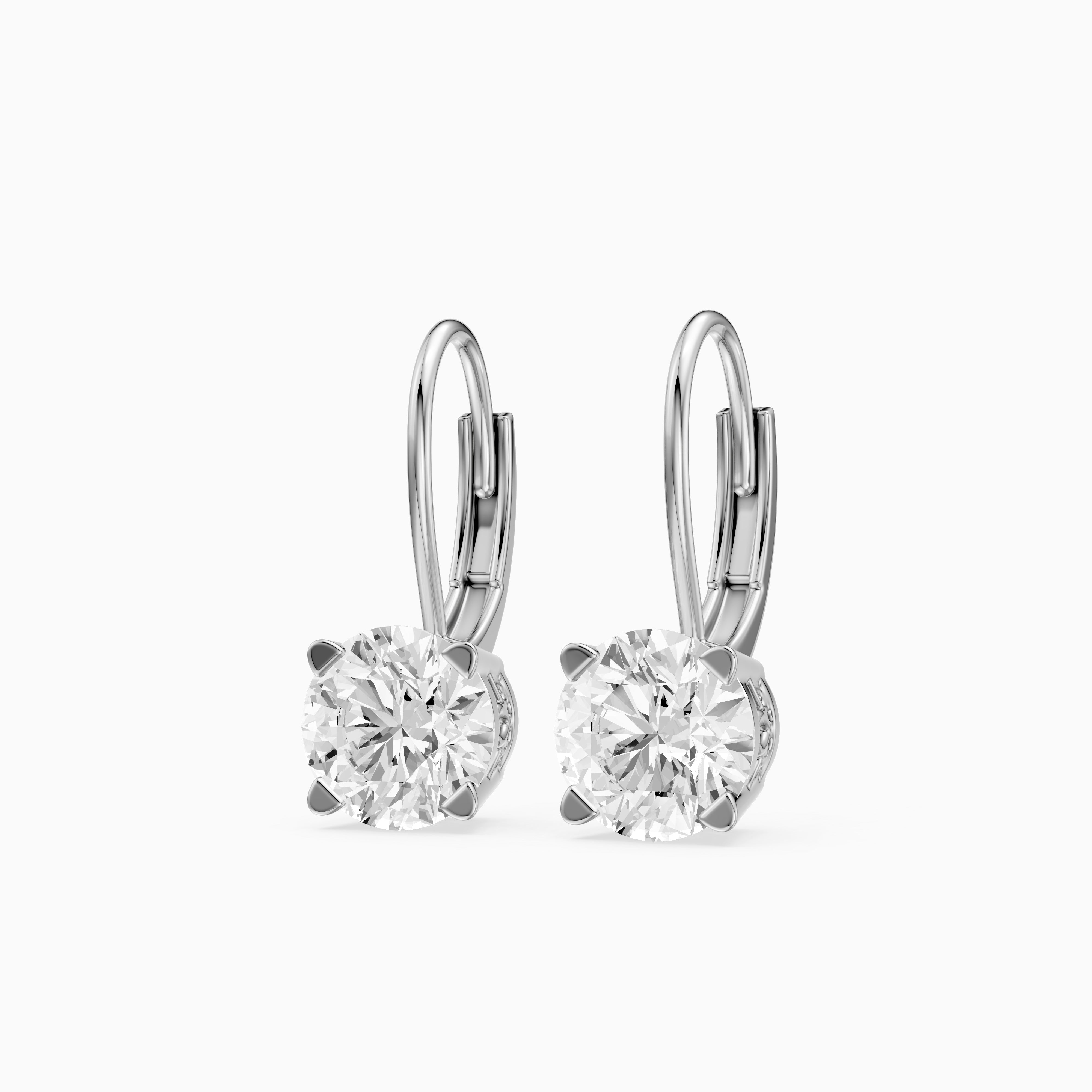 Riley Round Lab Grown Diamond Solitaire Lever Back Earrings