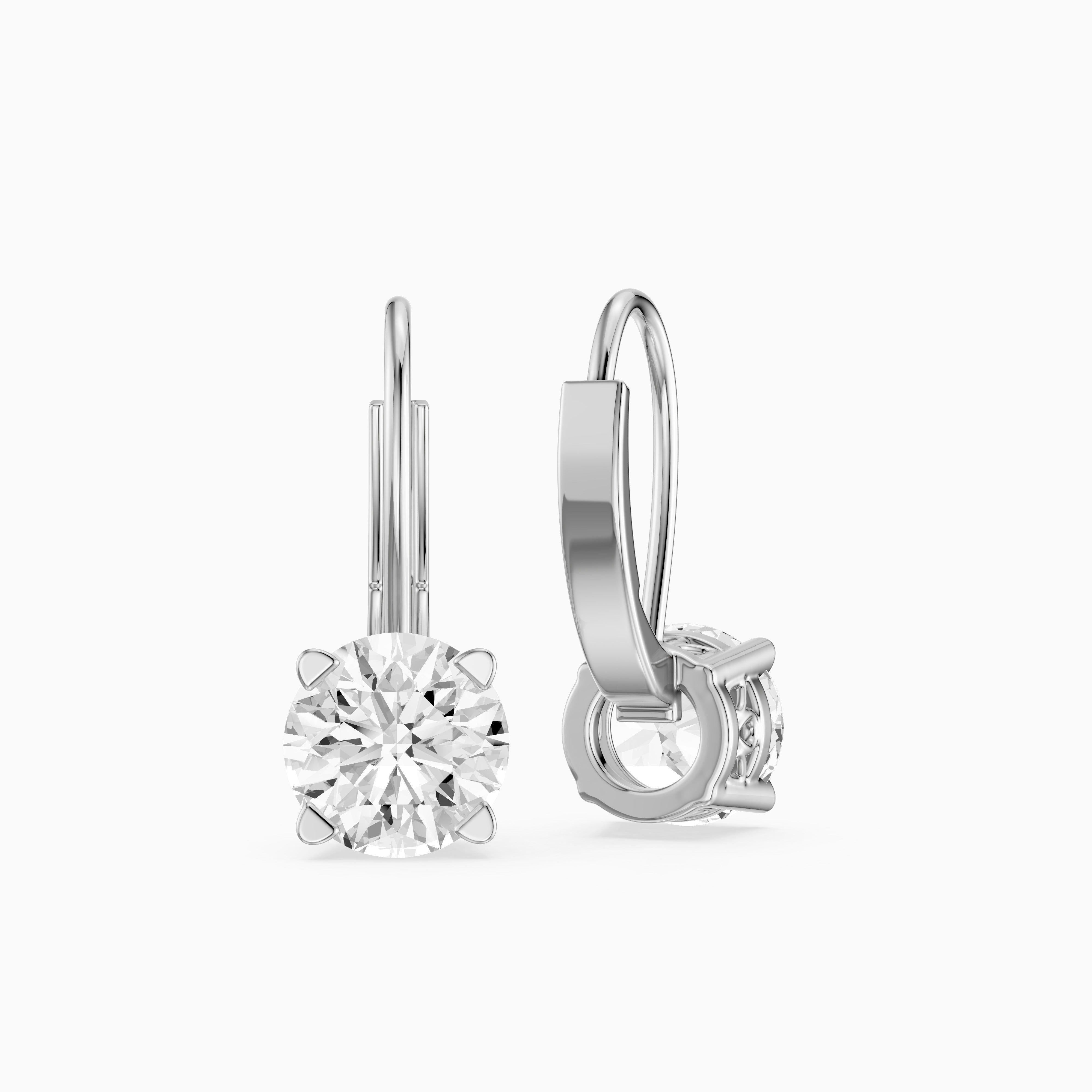 Riley Round Lab Grown Diamond Solitaire Lever Back Earrings