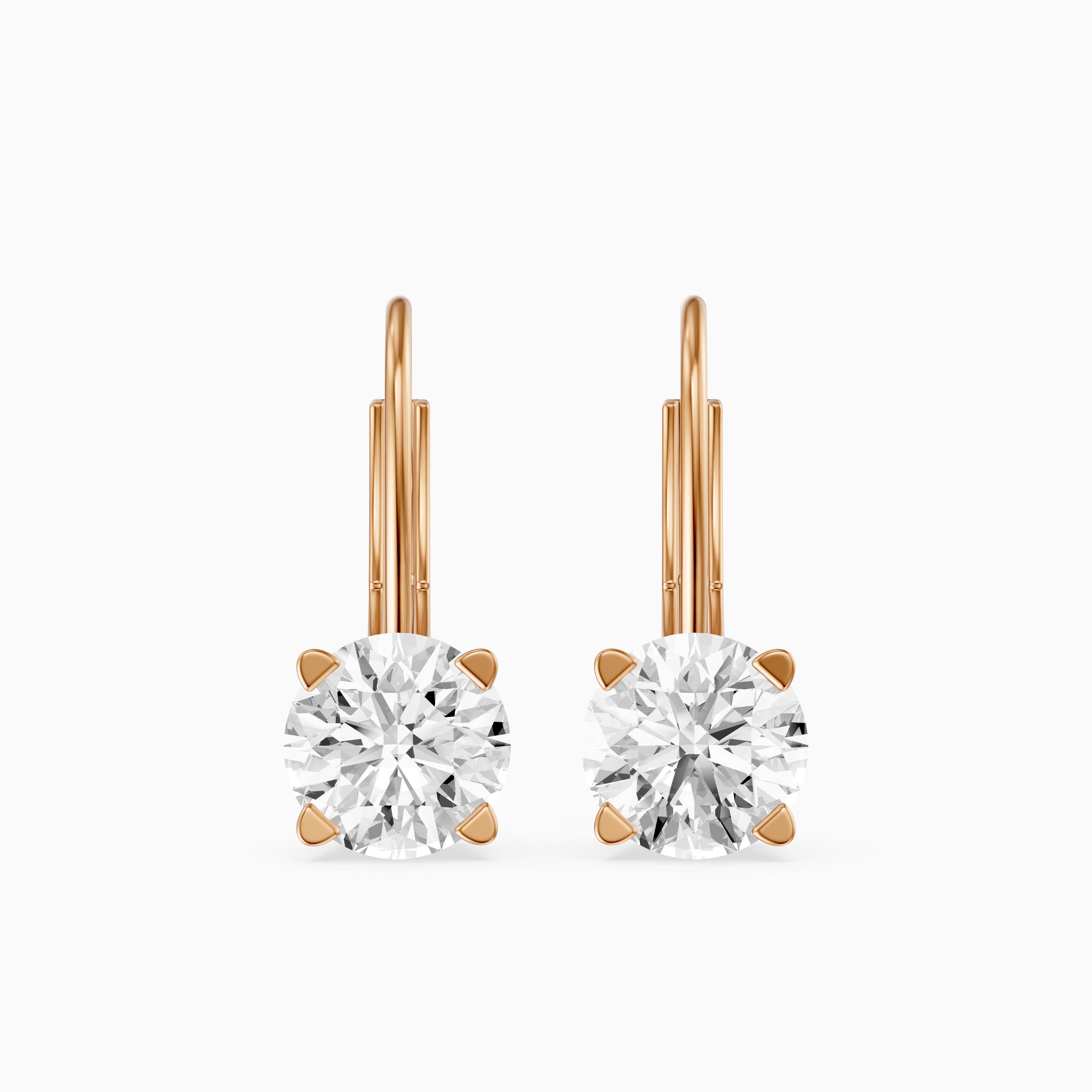 Riley Round Lab Grown Diamond Solitaire Lever Back Earrings