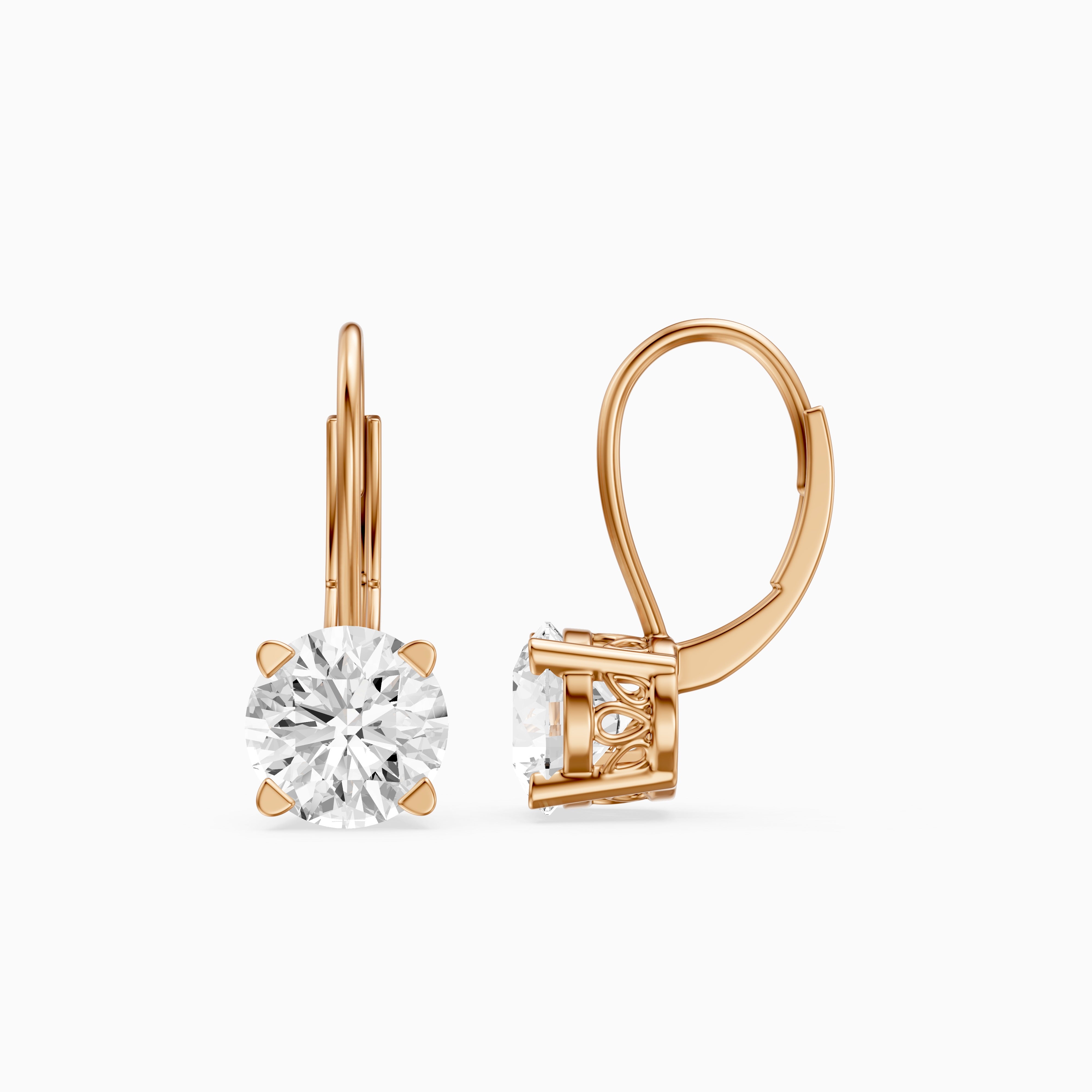 Riley Round Lab Grown Diamond Solitaire Lever Back Earrings