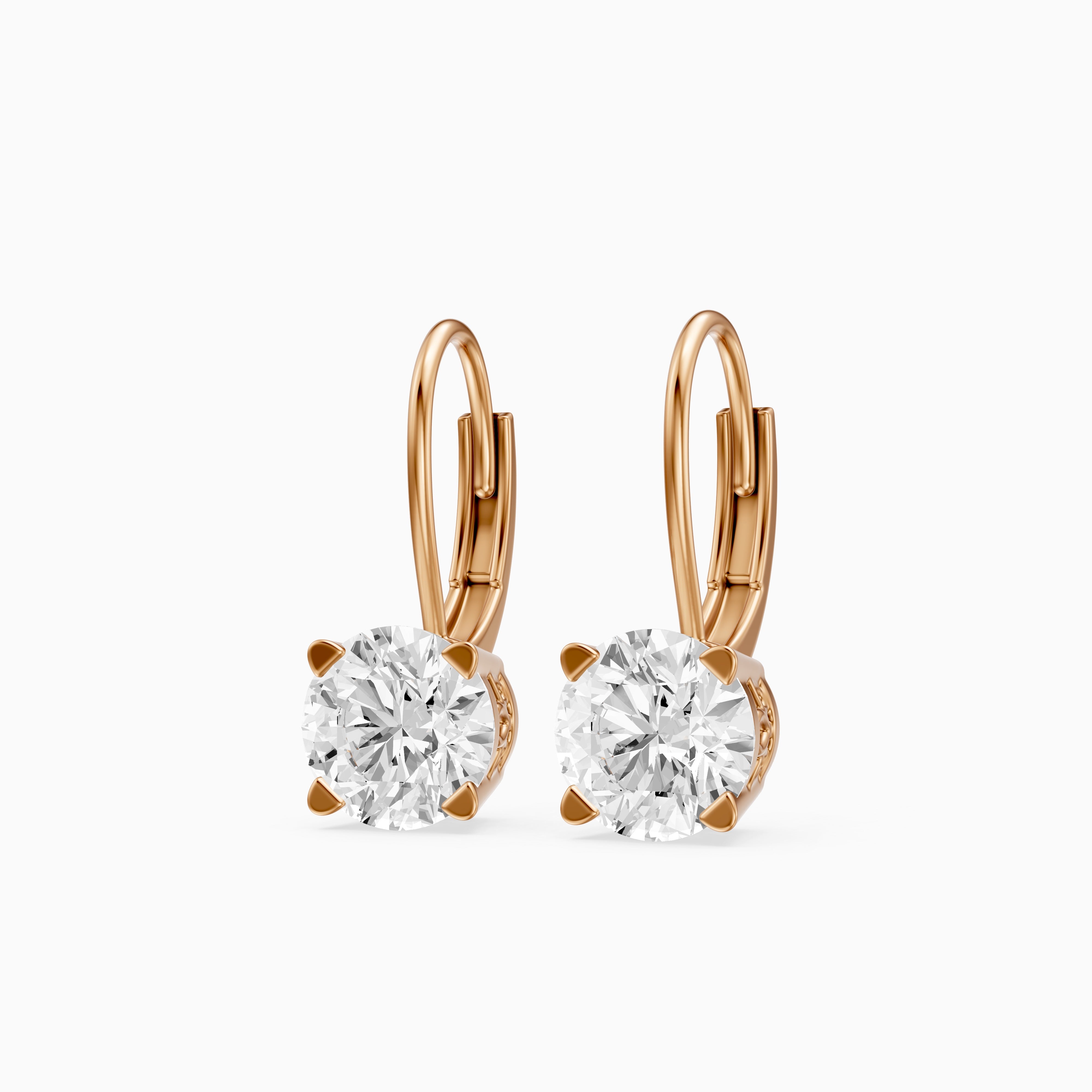 Riley Round Lab Grown Diamond Solitaire Lever Back Earrings