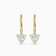 Novella Heart Shaped Lab Grown Diamond Solitaire Drop Hoop Earrings