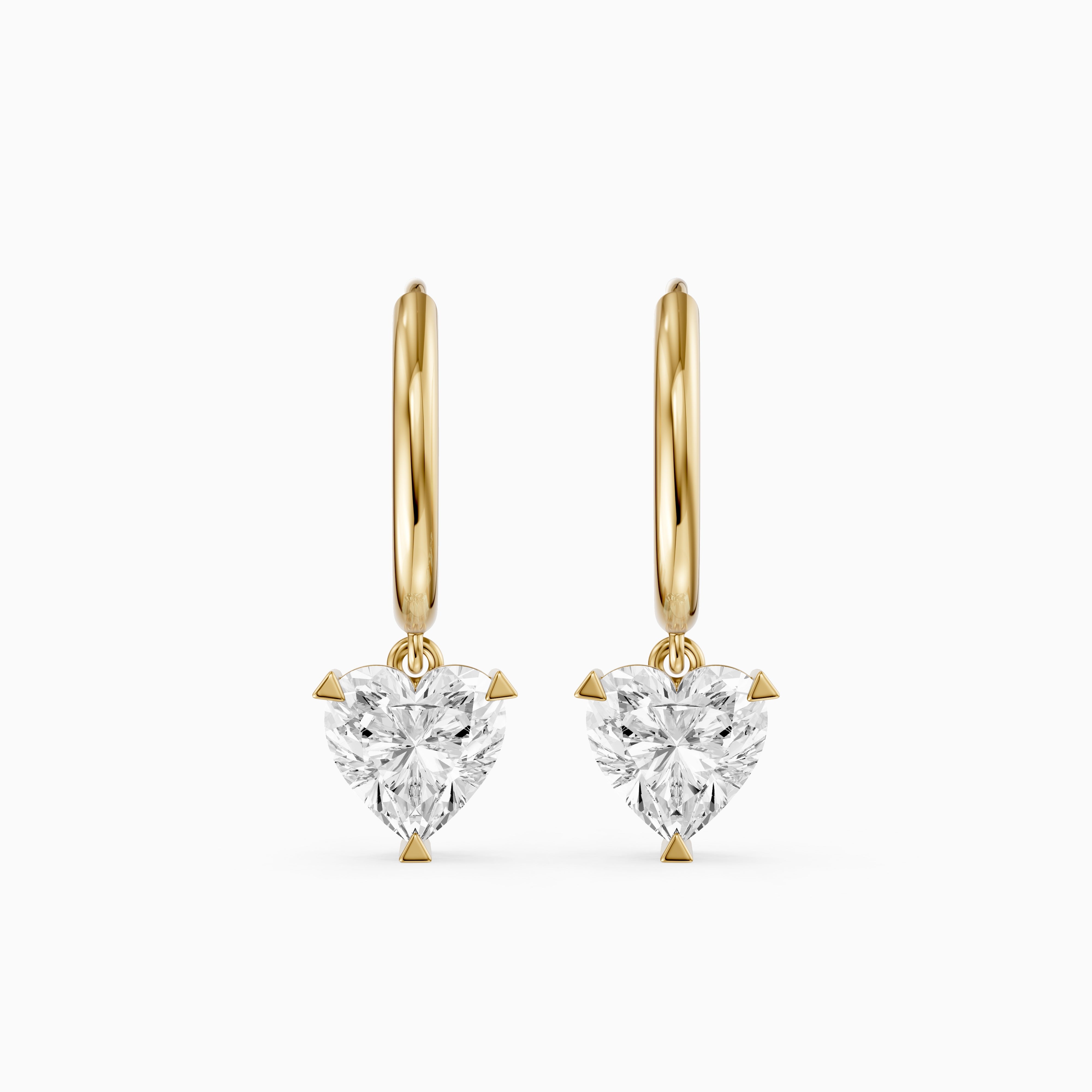Novella Heart Shaped Lab Grown Diamond Solitaire Drop Hoop Earrings