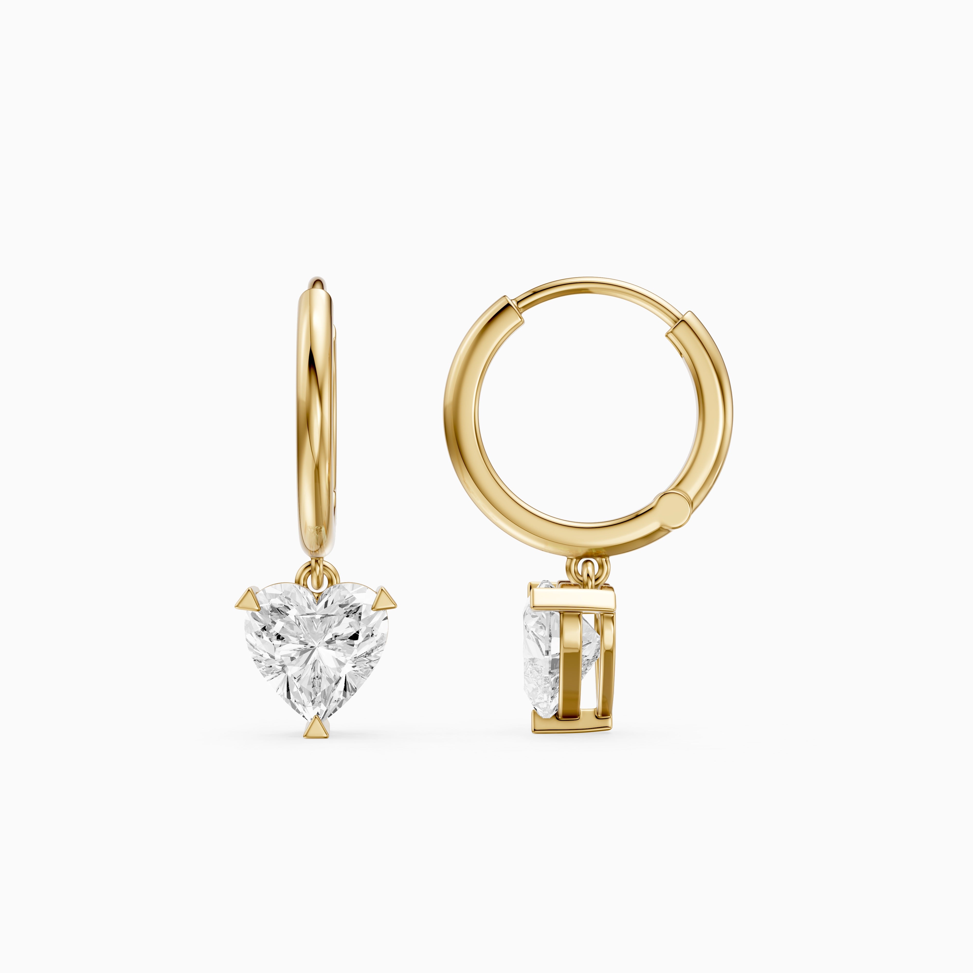 Novella Heart Shaped Lab Grown Diamond Solitaire Drop Hoop Earrings