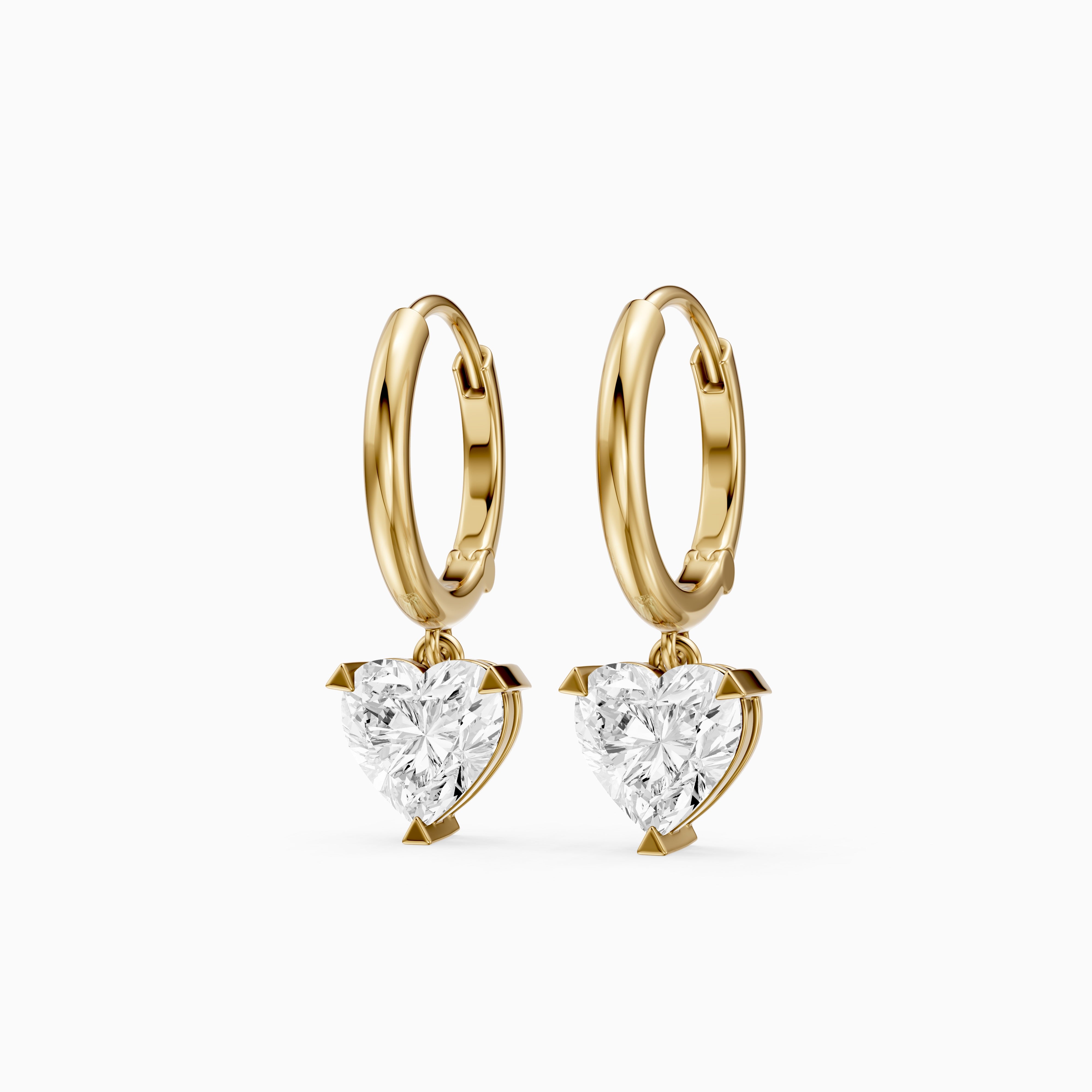 Novella Heart Shaped Lab Grown Diamond Solitaire Drop Hoop Earrings