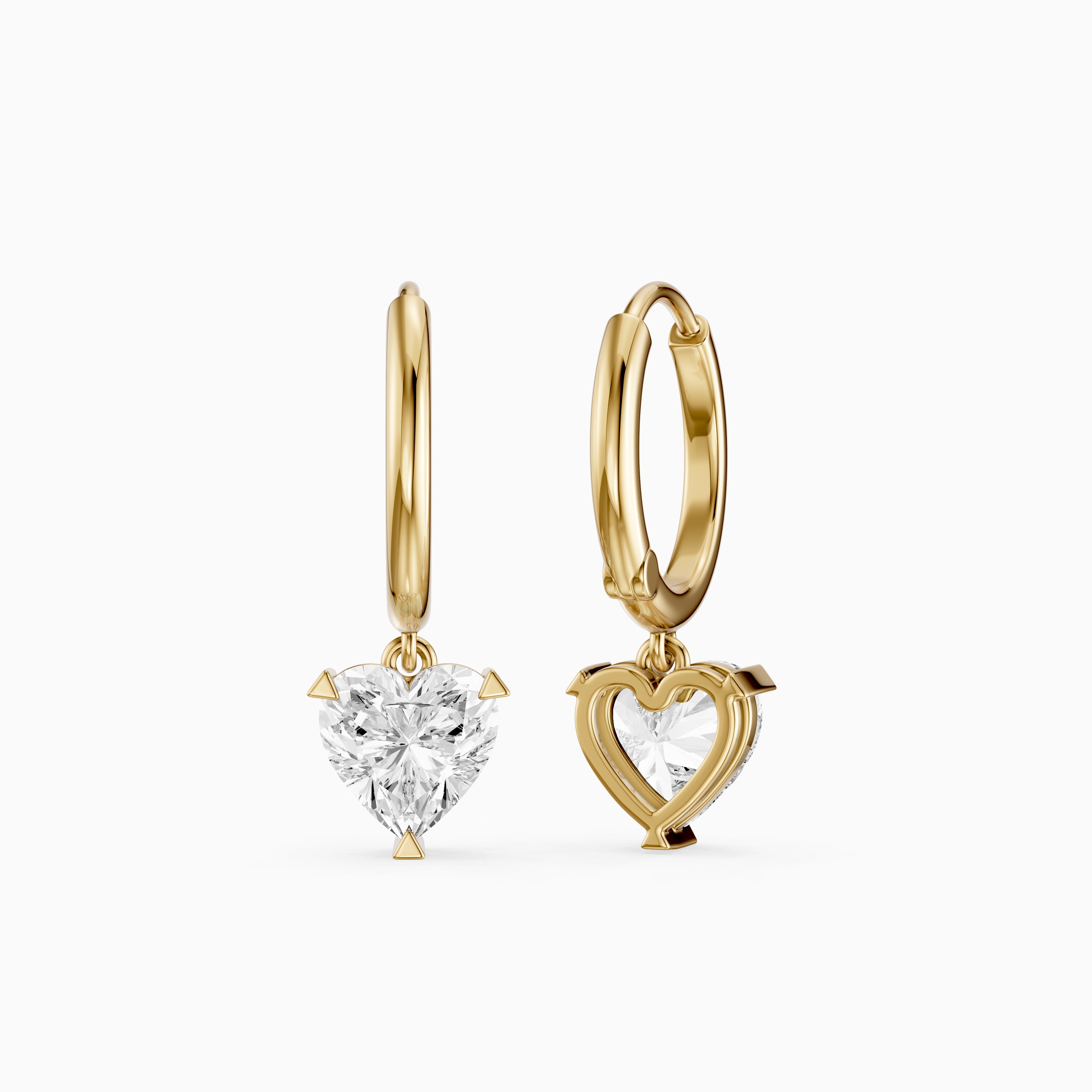 Novella Heart Shaped Lab Grown Diamond Solitaire Drop Hoop Earrings