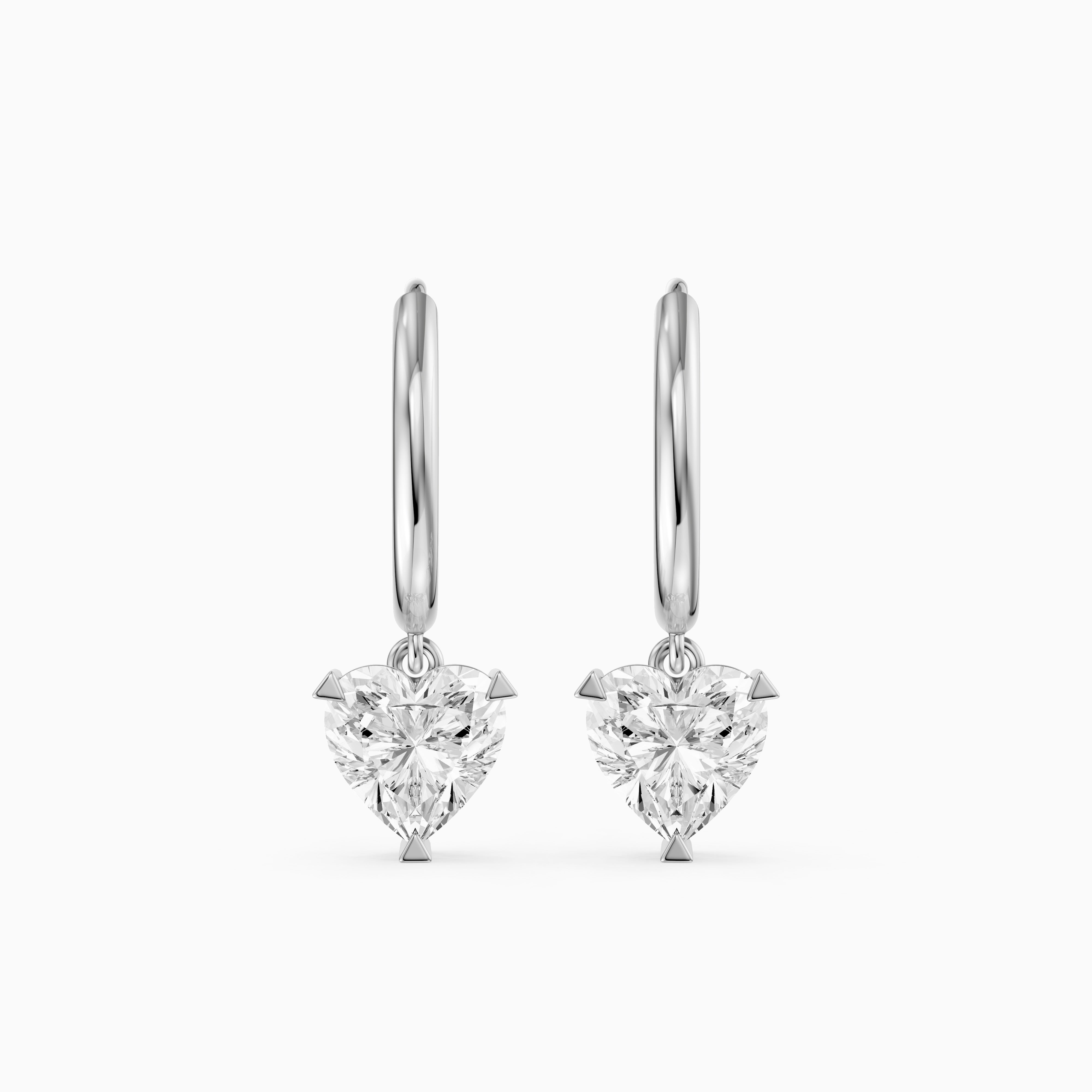 Novella Heart Shaped Lab Grown Diamond Solitaire Drop Hoop Earrings