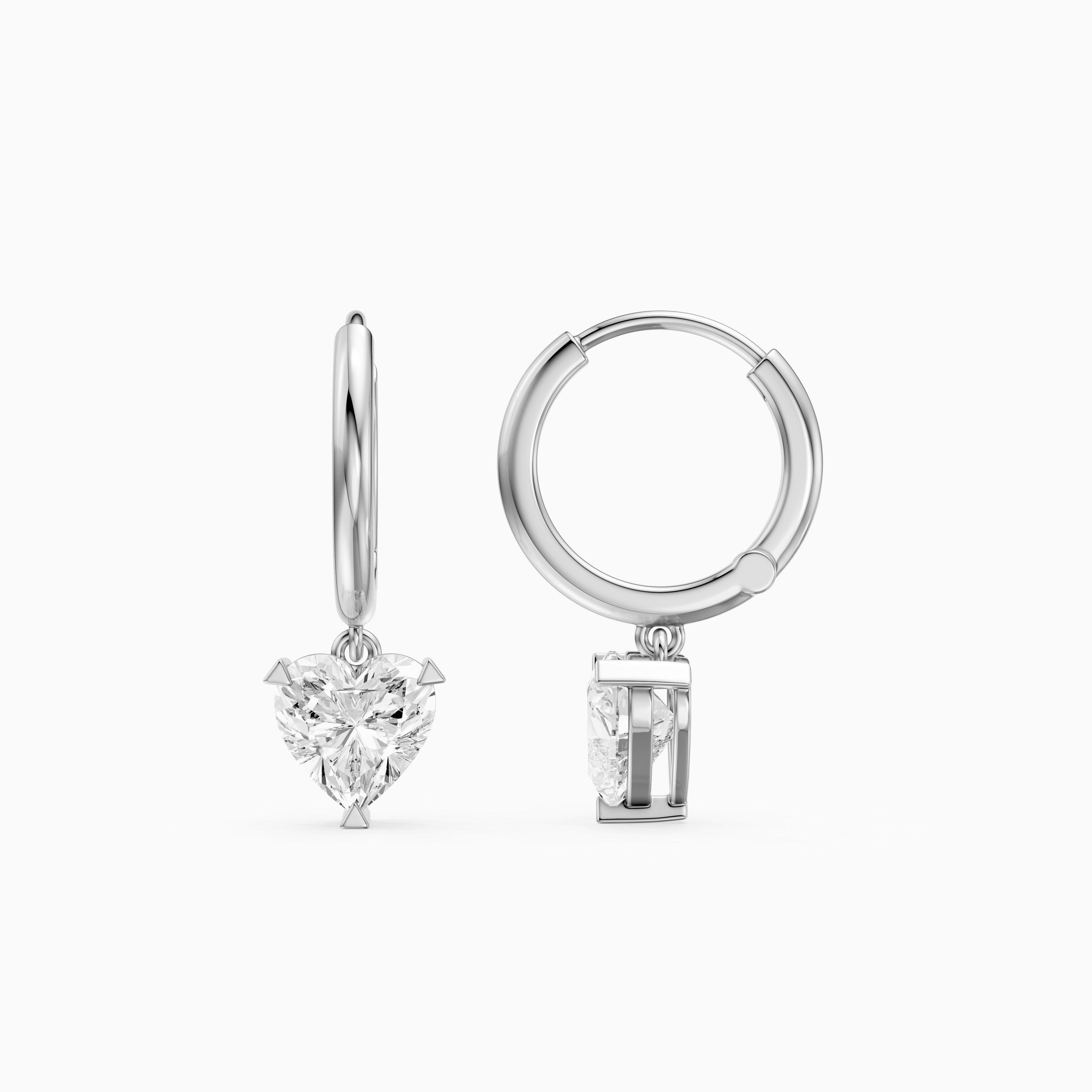 Novella Heart Shaped Lab Grown Diamond Solitaire Drop Hoop Earrings