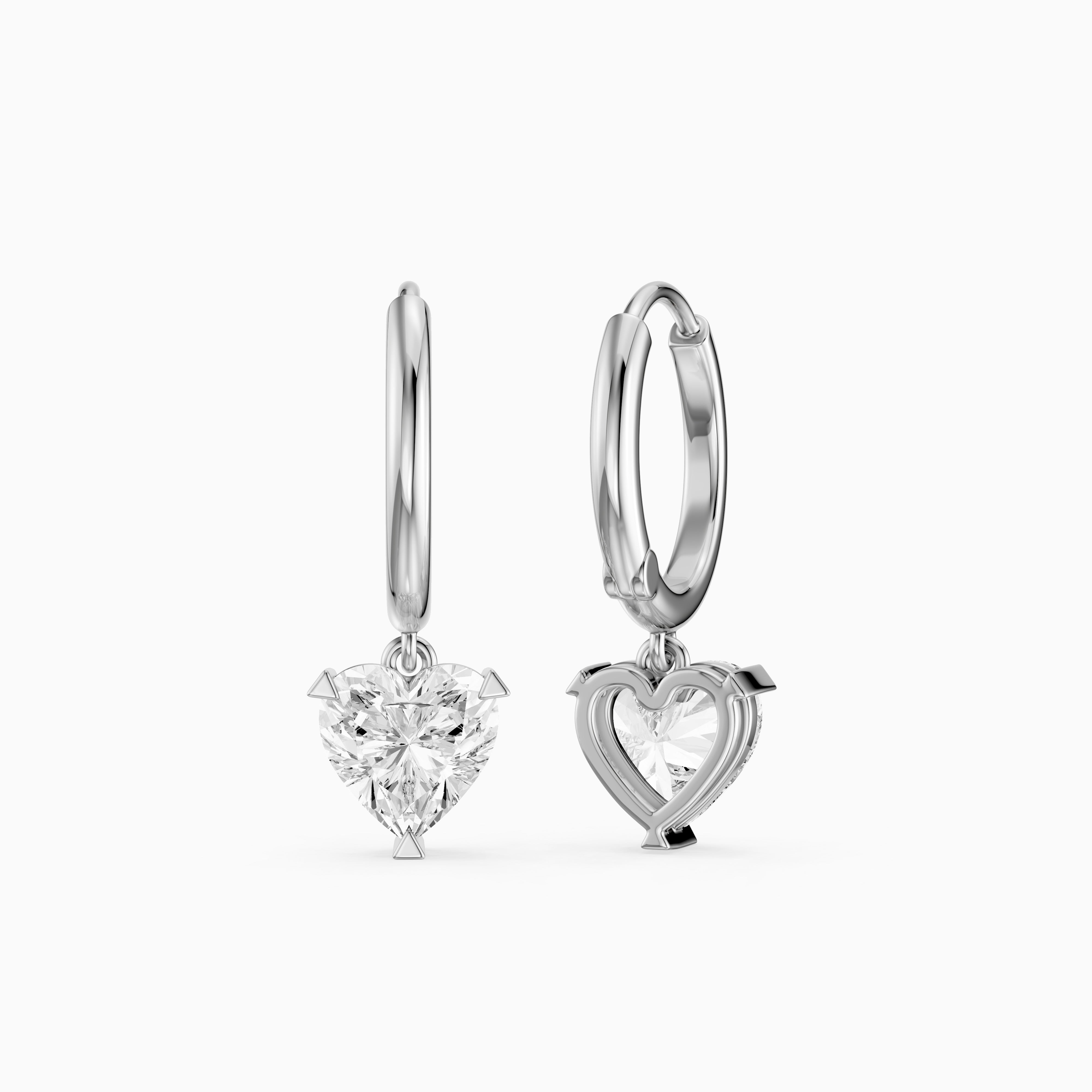 Novella Heart Shaped Lab Grown Diamond Solitaire Drop Hoop Earrings