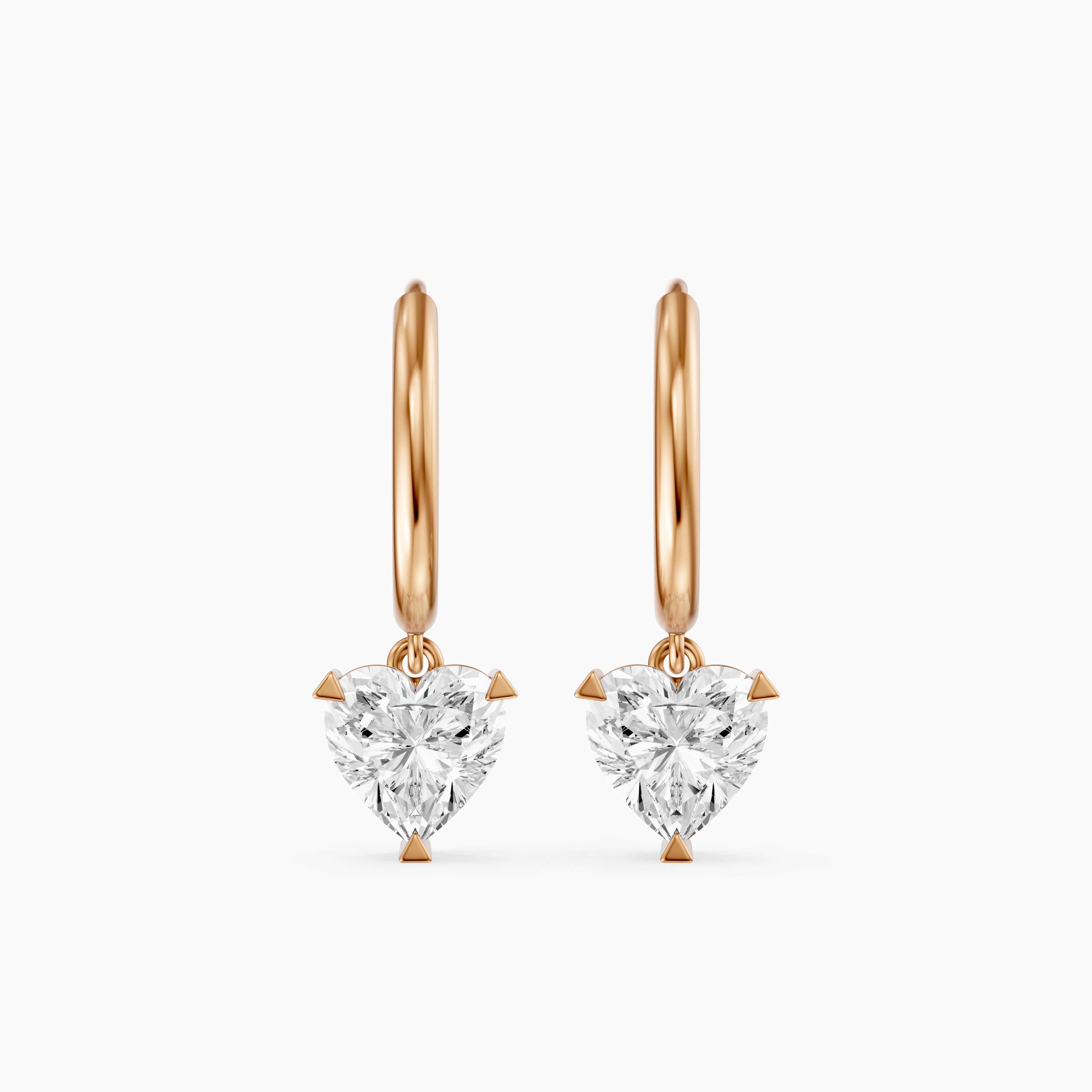 Novella Heart Shaped Lab Grown Diamond Solitaire Drop Hoop Earrings