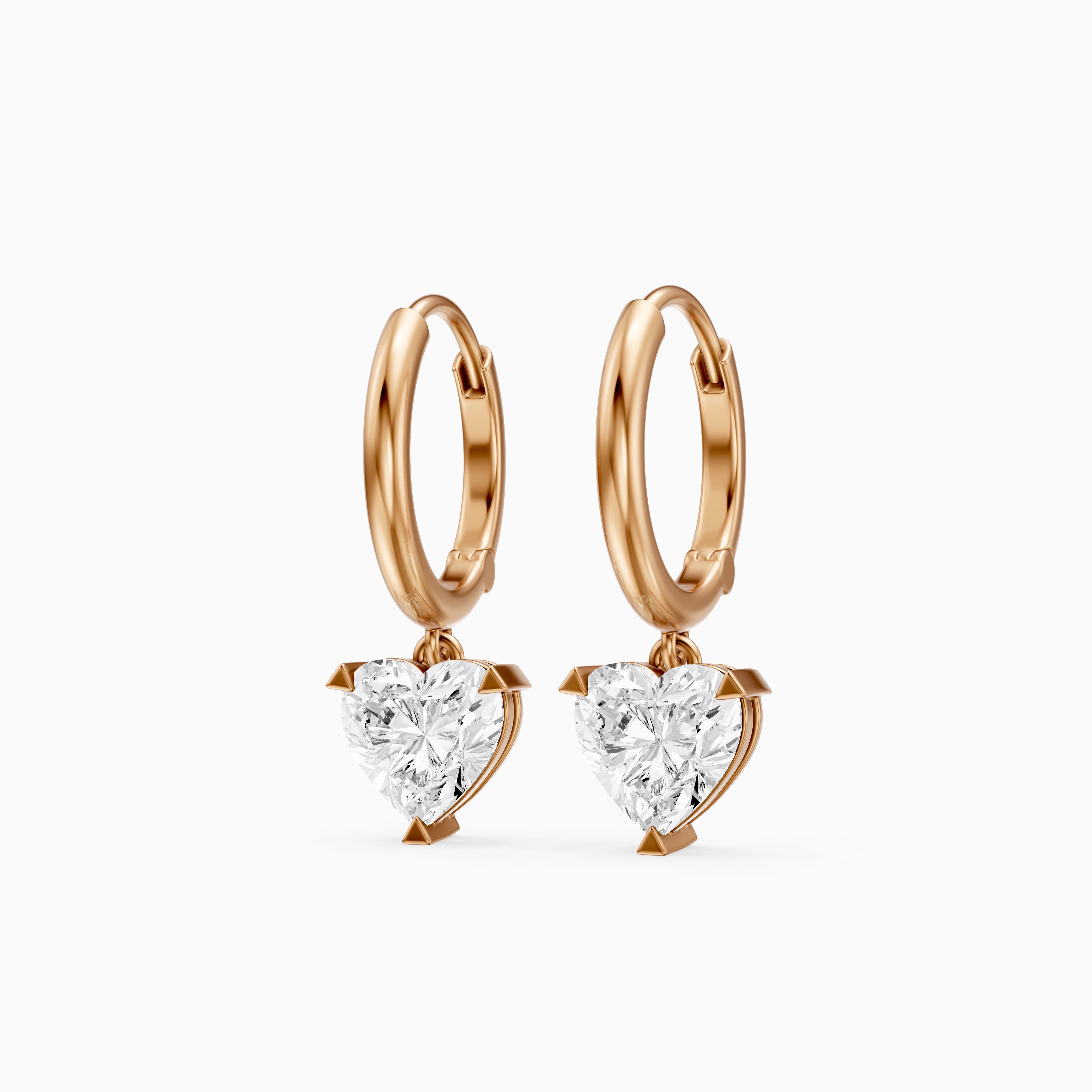 Novella Heart Shaped Lab Grown Diamond Solitaire Drop Hoop Earrings