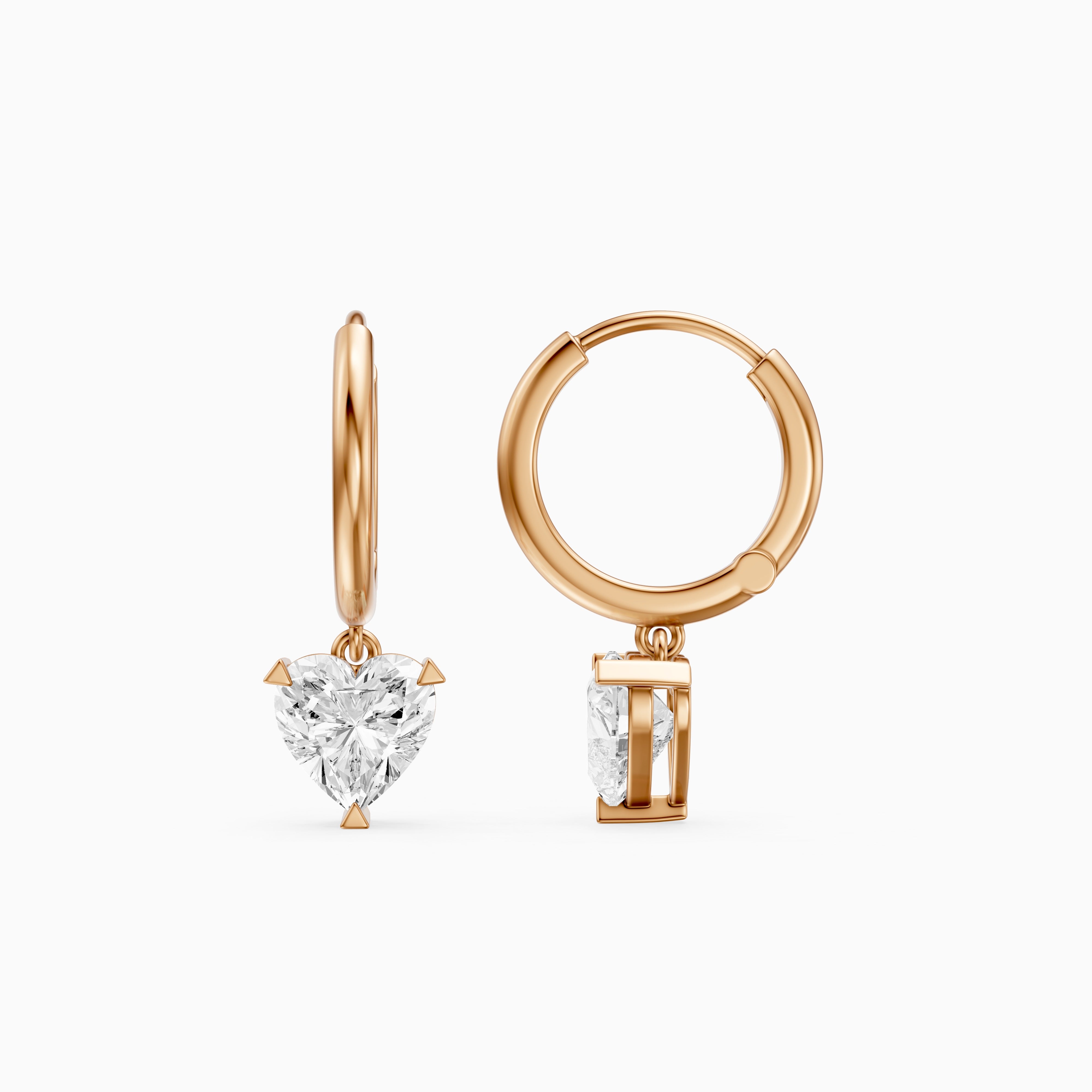 Novella Heart Shaped Lab Grown Diamond Solitaire Drop Hoop Earrings