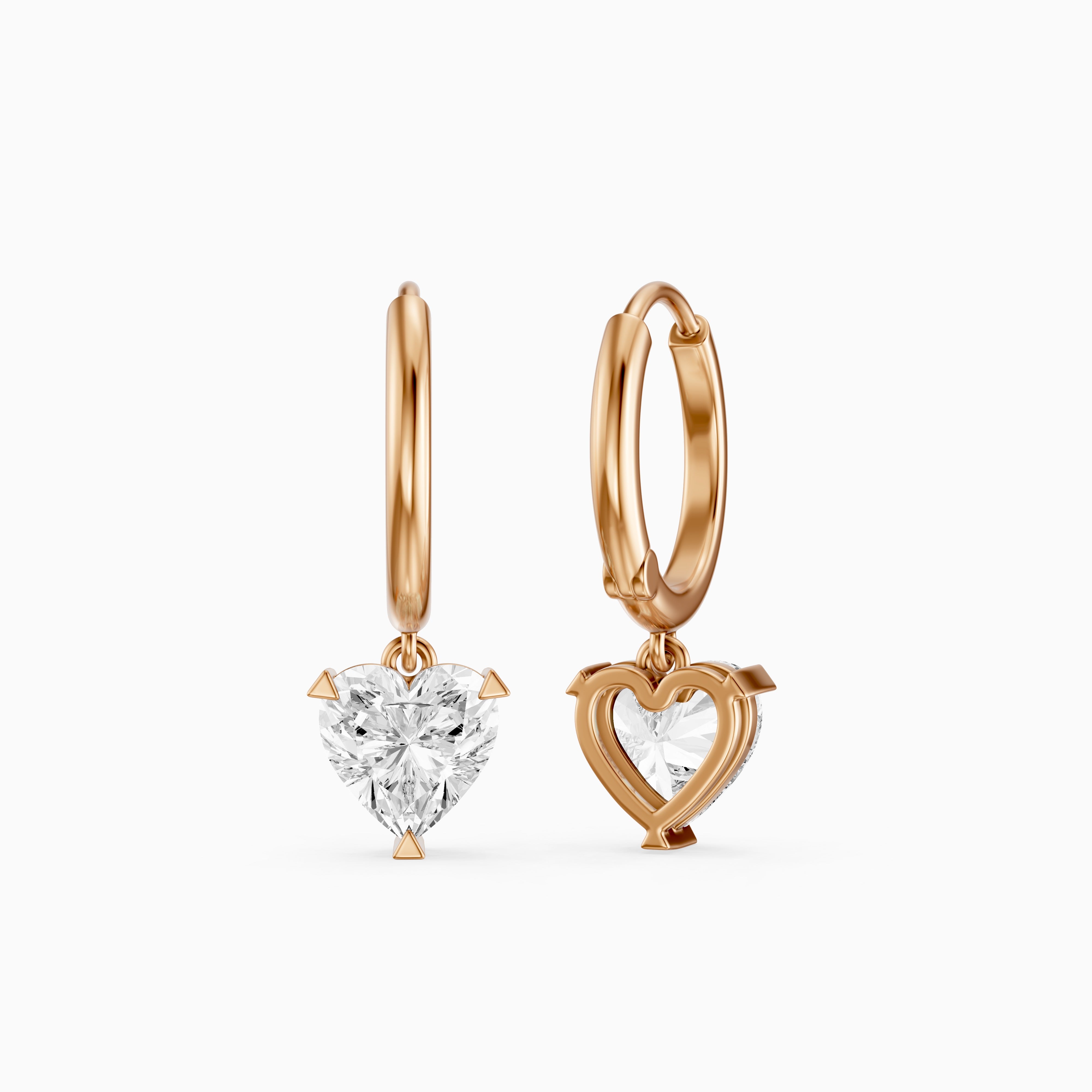 Novella Heart Shaped Lab Grown Diamond Solitaire Drop Hoop Earrings