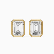 Miriam Emerald Cut Lab Grown Diamond Bezel Set Stud Earrings