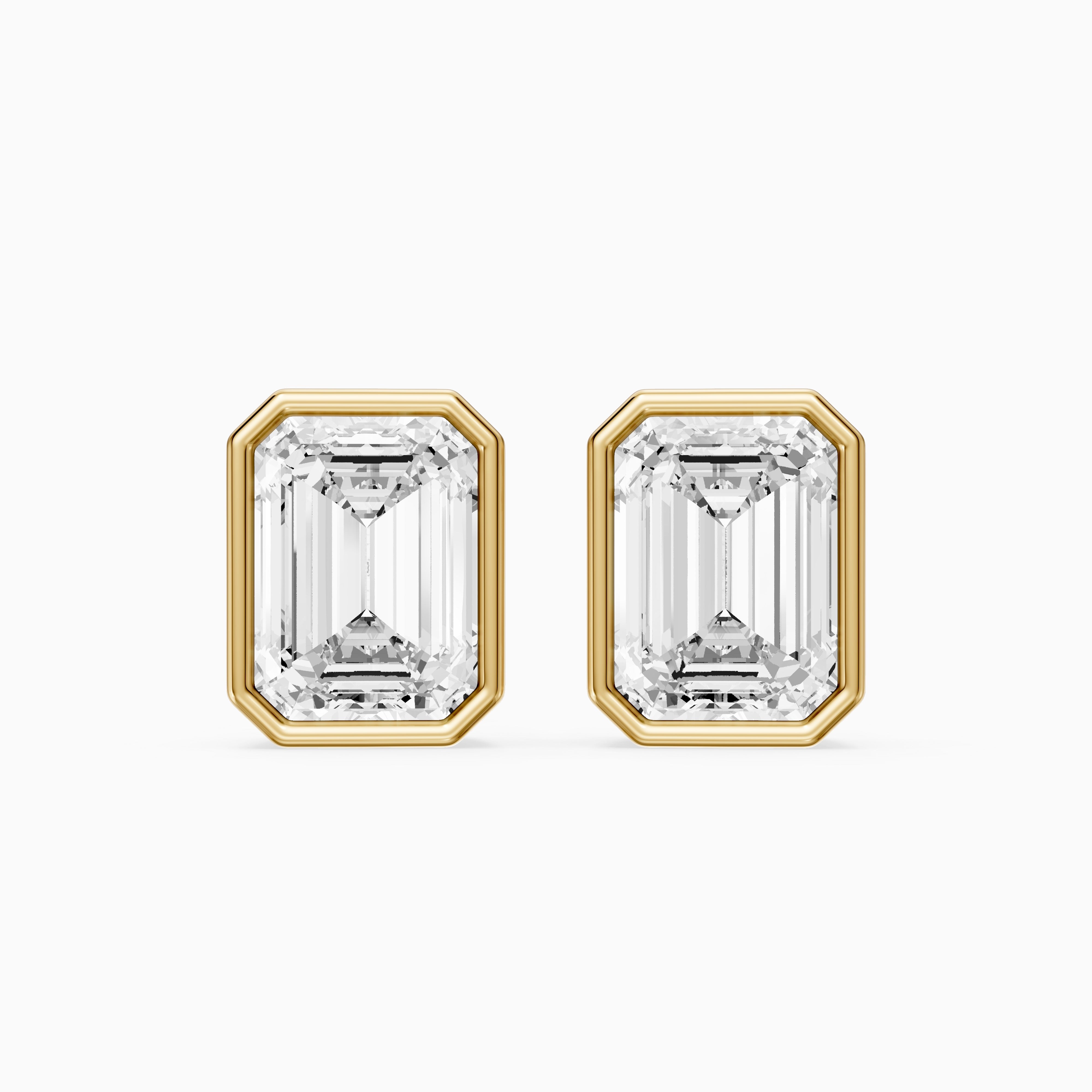 Miriam Emerald Cut Lab Grown Diamond Bezel Set Stud Earrings