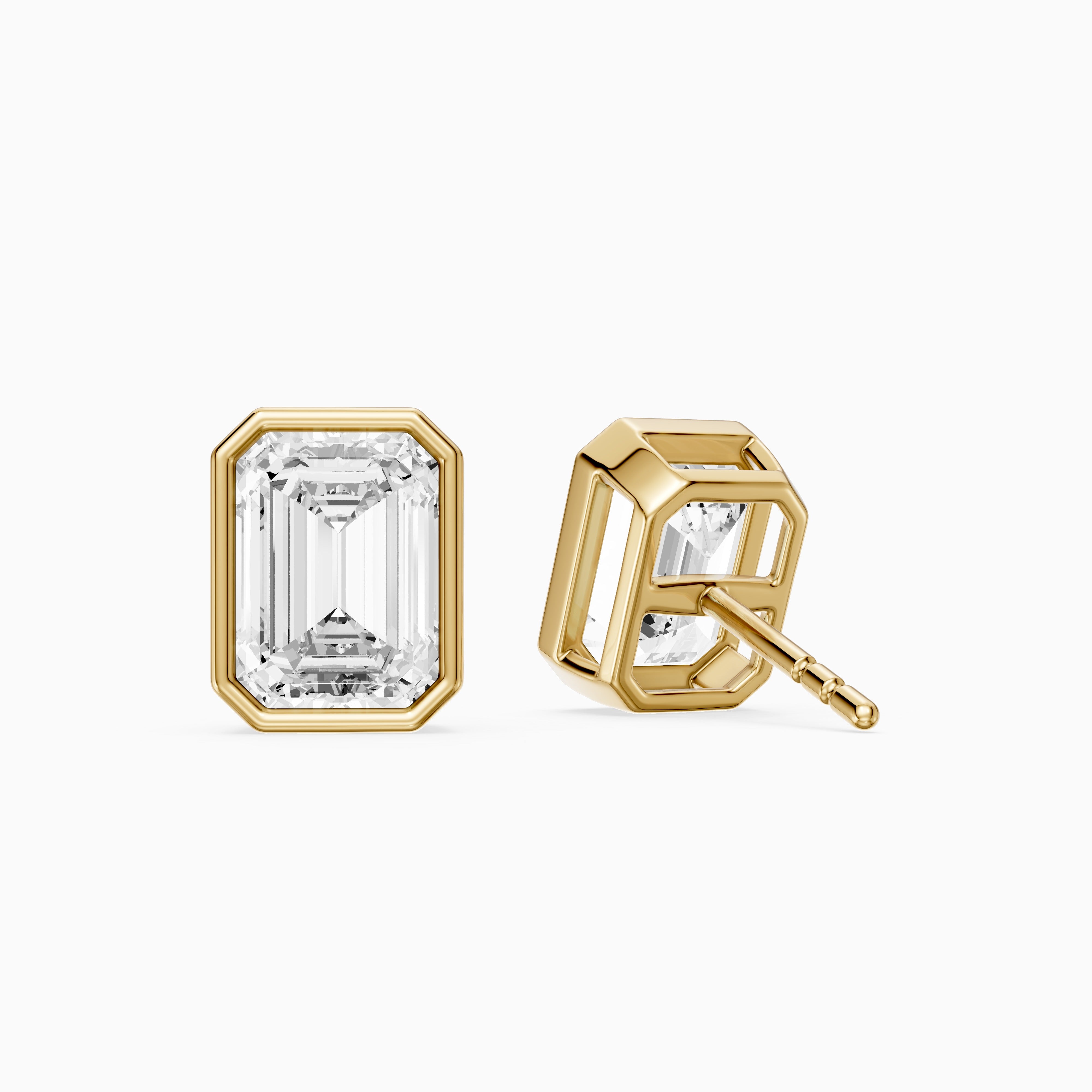 Miriam Emerald Cut Lab Grown Diamond Bezel Set Stud Earrings