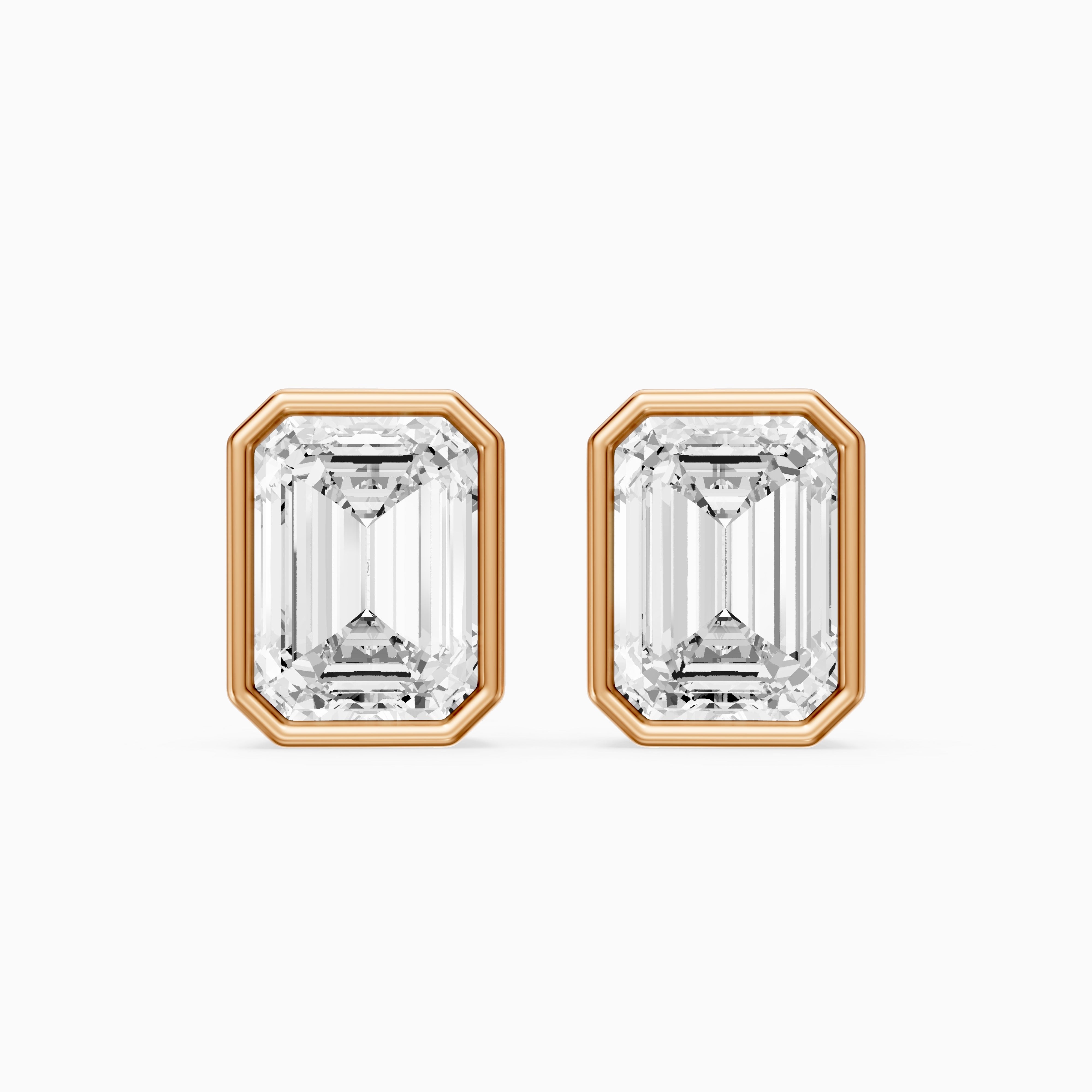 Miriam Emerald Cut Lab Grown Diamond Bezel Set Stud Earrings
